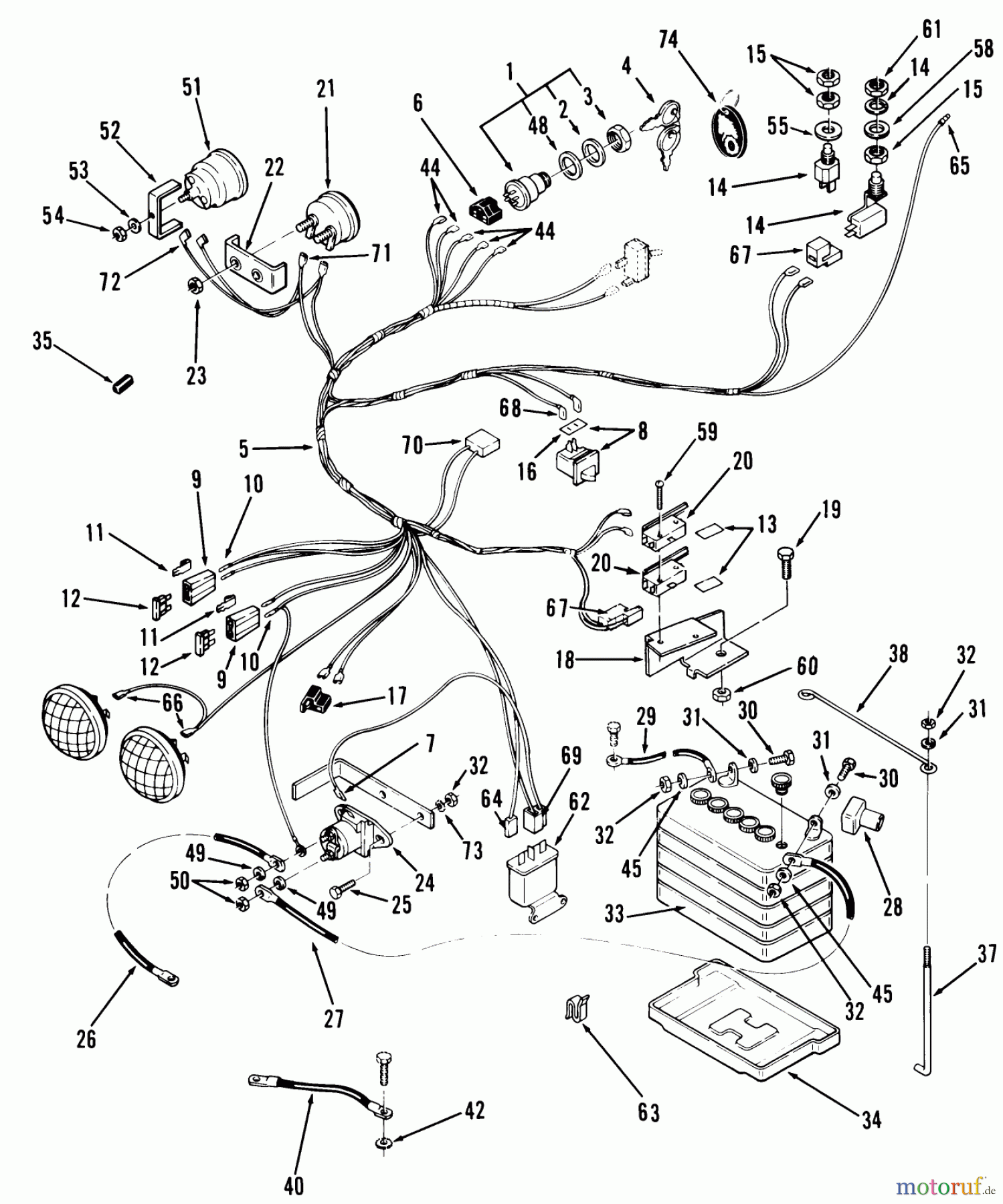  Toro Neu Mowers, Lawn & Garden Tractor Seite 1 21-12KE02 (312-A) - Toro 312-A Garden Tractor, 1986 ELECTRICAL SYSTEM #1