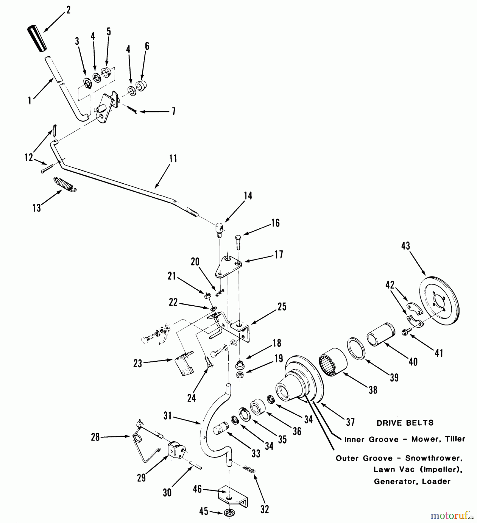 Toro Neu Mowers, Lawn & Garden Tractor Seite 1 21-12KE01 (312-A) - Toro 312-A Garden Tractor, 1986 PTO CLUTCH AND CONTROL