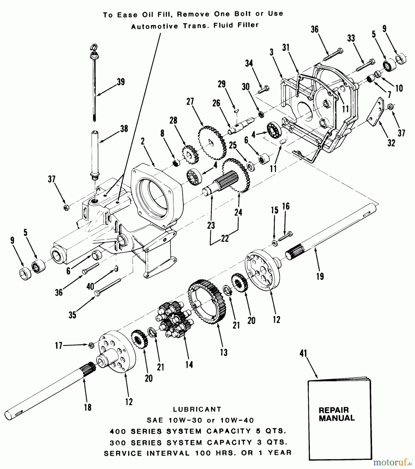  Toro Neu Mowers, Lawn & Garden Tractor Seite 1 31-16K801 (416-8) - Toro 416-8 Garden Tractor, 1985 TRANSAXLE-300/400 SERIES