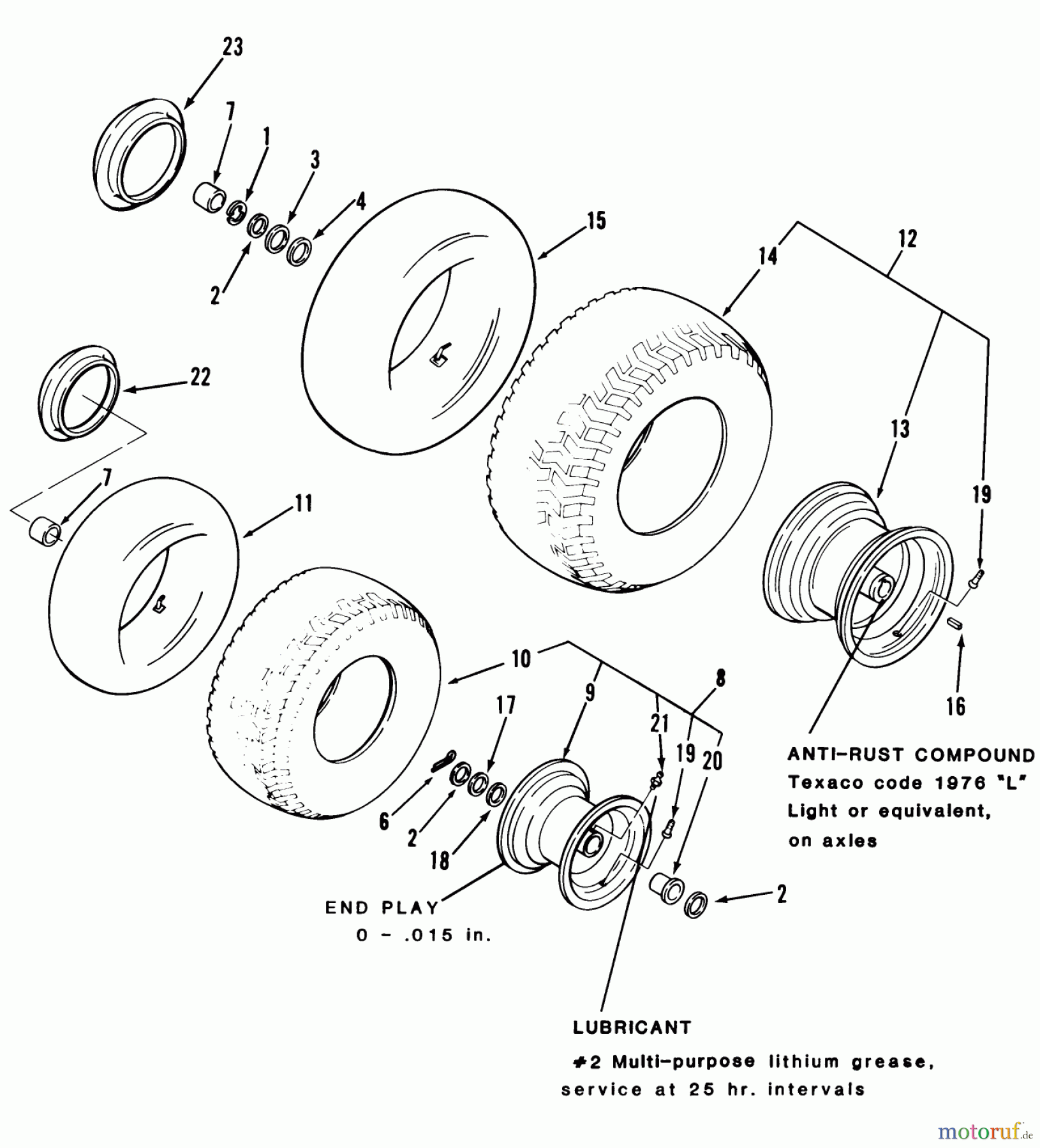 Toro Neu Mowers, Lawn & Garden Tractor Seite 1 22-17KE01 (257-H) - Toro 257-H Tractor, 1988 WHEELS AND TIRES