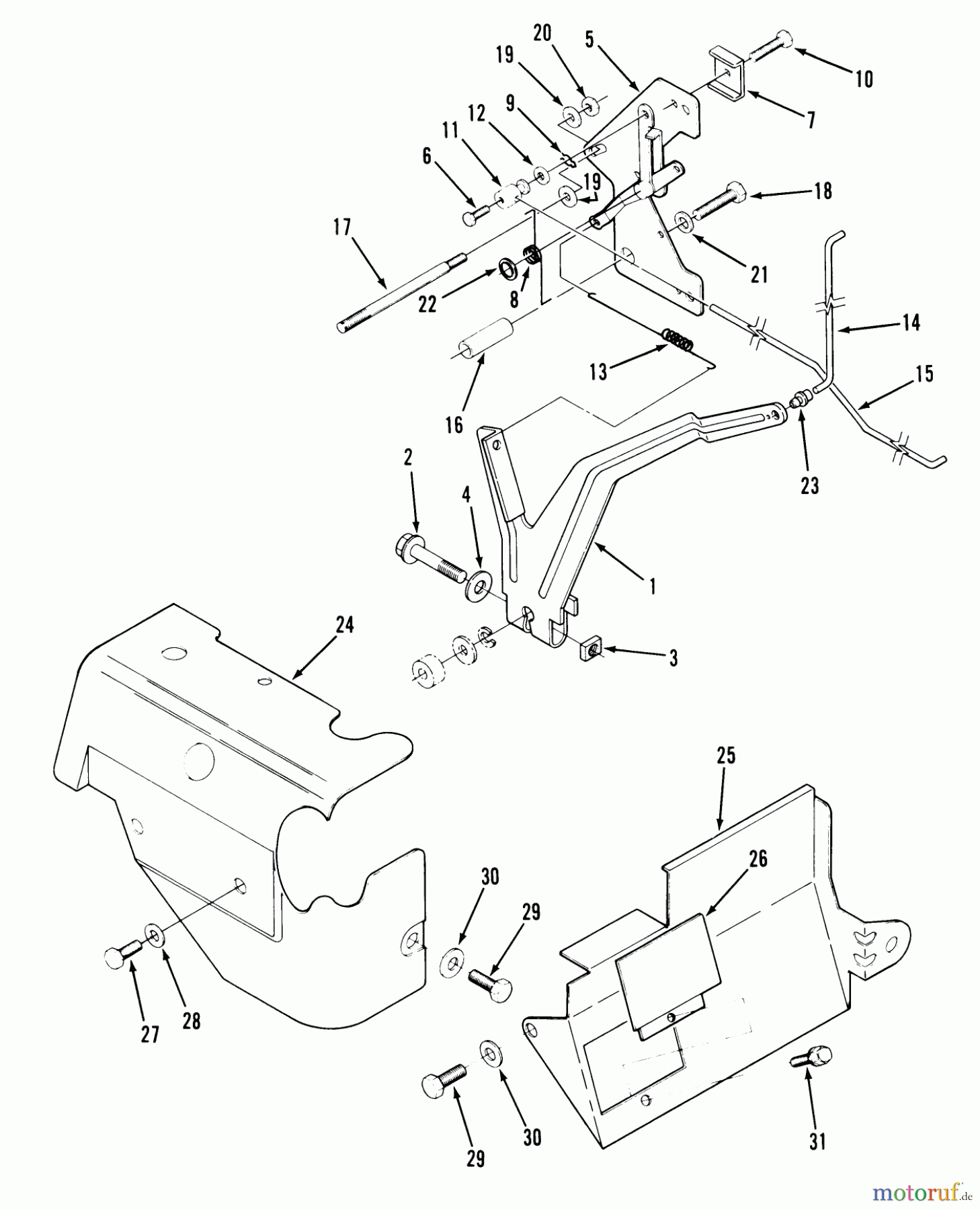  Toro Neu Mowers, Lawn & Garden Tractor Seite 1 22-14OE01 (244-H) - Toro 244-H Yard Tractor, 1991 (1000001-1999999) 14HP ENGINE GOVERNOR LINKAGE & COVER ASSEMBLY