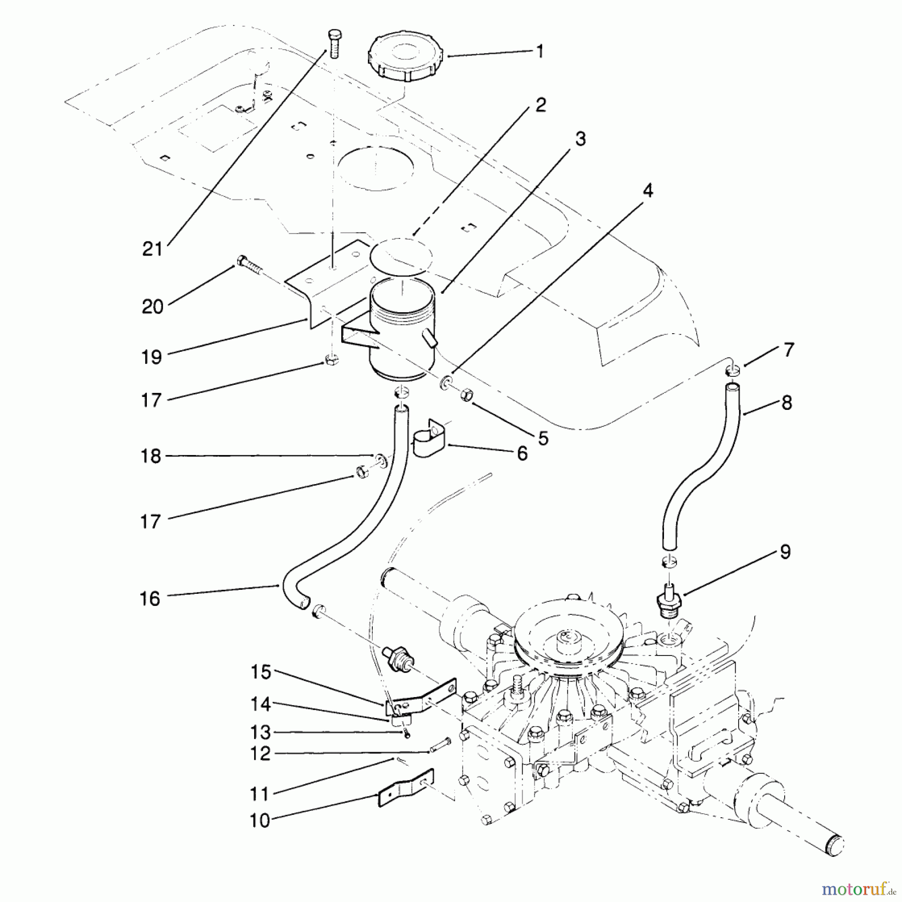  Toro Neu Mowers, Lawn & Garden Tractor Seite 1 22-14OE01 (244-H) - Toro 244-H Yard Tractor, 1991 (1000001-1999999) HYDRAULIC RESERVOIR ASSEMBLY