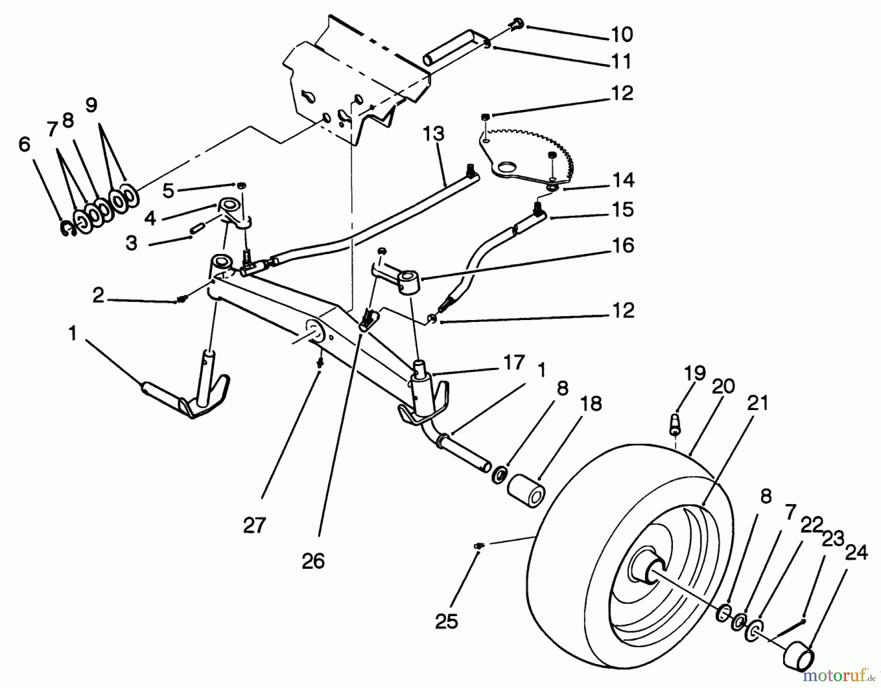 Toro Neu Mowers, Lawn & Garden Tractor Seite 1 22-14OE02 (244-H) - Toro 244-H Yard Tractor, 1992 (2000001-2999999) FRONT AXLE ASSEMBLY