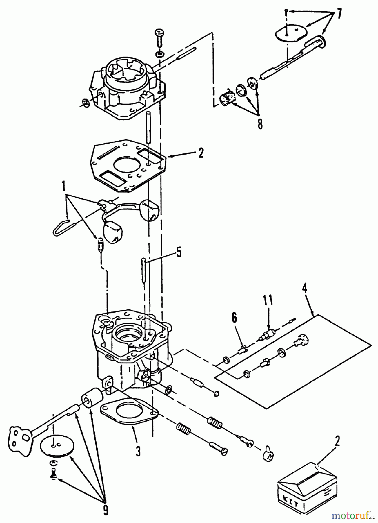  Toro Neu Mowers, Lawn & Garden Tractor Seite 1 31-10K802 (310-8) - Toro 310-8 Garden Tractor, 1991 (1000001-1999999) CARBURETOR COMPONENTS