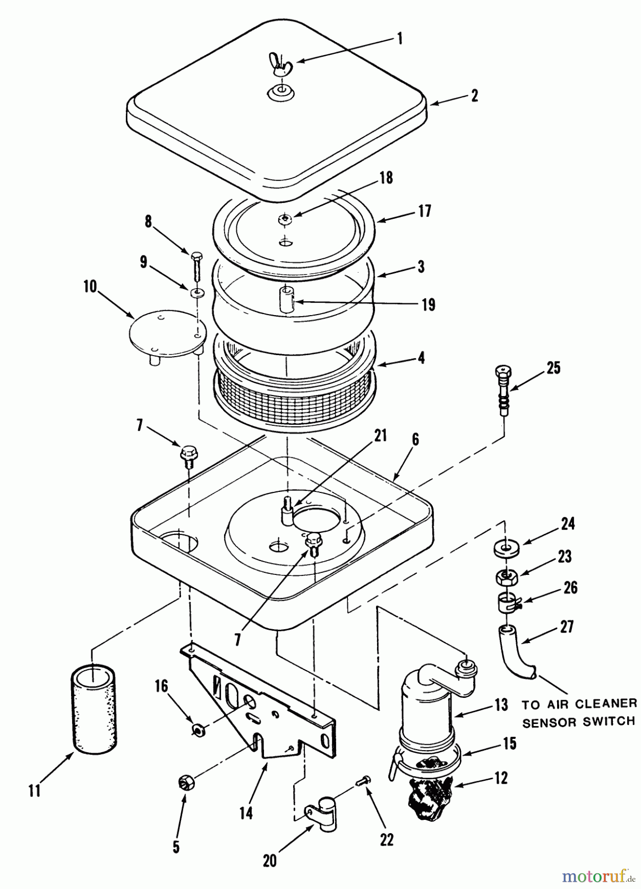  Toro Neu Mowers, Lawn & Garden Tractor Seite 1 31-16OE01 (516-H) - Toro 516-H Garden Tractor, 1988 AIR CLEANER