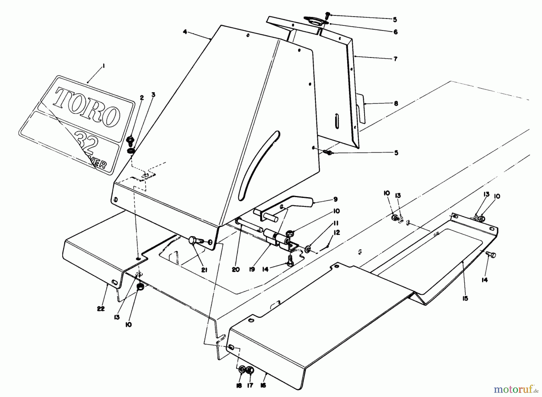  Toro Neu Accessories, Mower 59122 - Toro Twin Bagger Grass Catcher, 1987 (7000001-7999999) FRONT TOWER ASSEMBLY