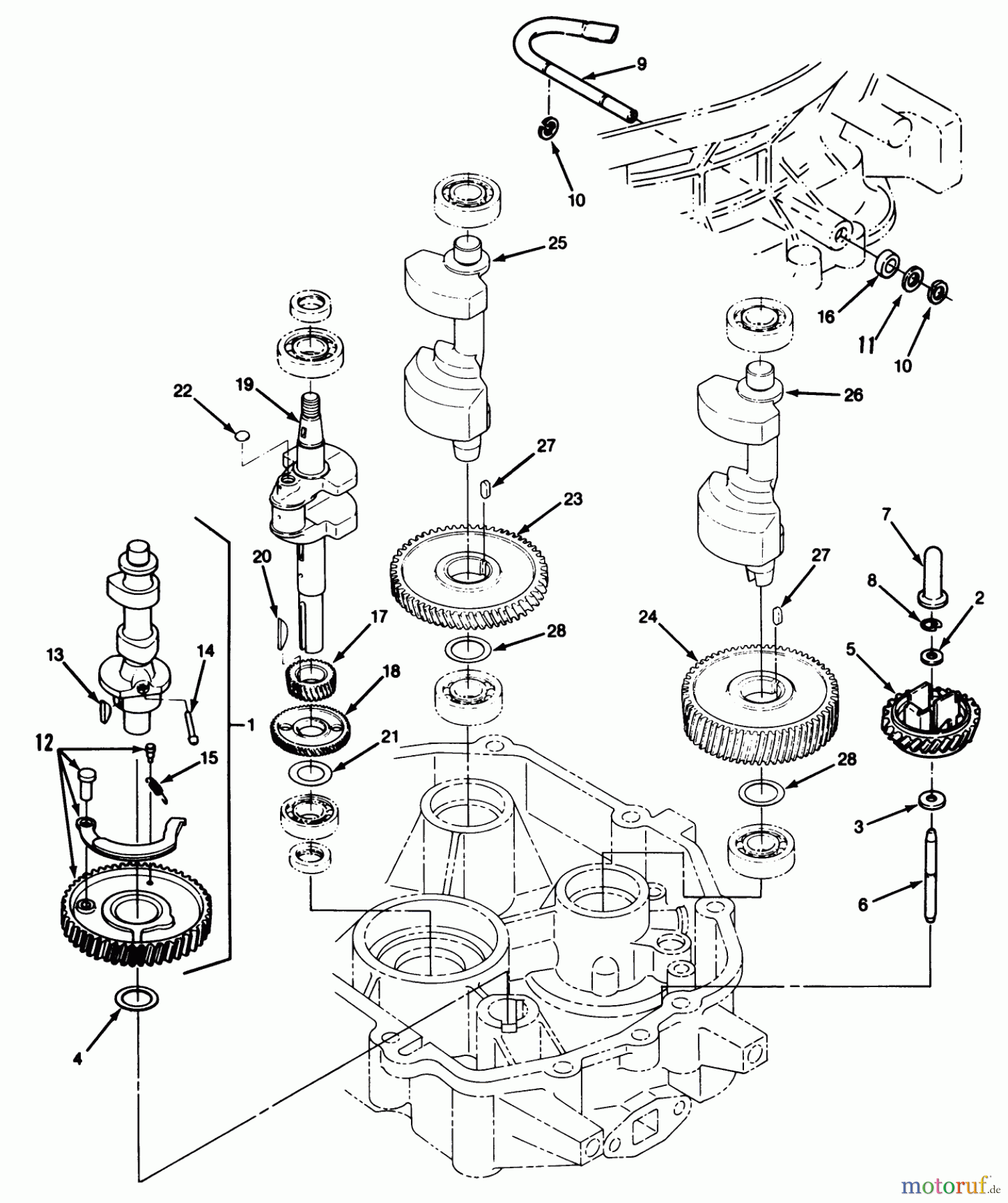  Toro Neu Mowers, Lawn & Garden Tractor Seite 1 32-10B501 (210-5) - Toro 210-5 Tractor, 1990 CRANKSHAFT & CAMSHAFT