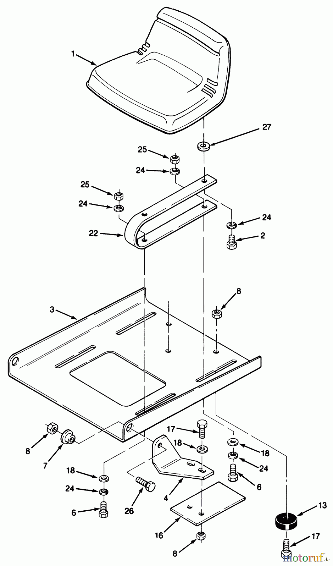  Toro Neu Mowers, Lawn & Garden Tractor Seite 1 32-12O502 (212-5) - Toro 212-5 Tractor, 1991 (1000001-1999999) SEAT ASSEMBLY (212-5 & 212-H)