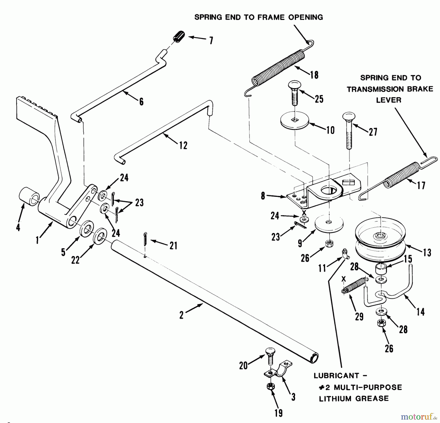 Toro Neu Mowers, Lawn & Garden Tractor Seite 1 32-11B403 (211-4) - Toro 211-4 Tractor, 1989 MECHANICAL TRANSMISSION BRAKE AND CLUTCH LINKAGE