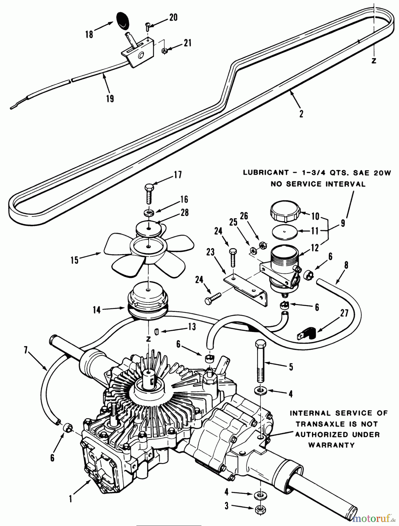  Toro Neu Mowers, Lawn & Garden Tractor Seite 1 32-120EA1 (212-H)- Toro 212-H Tractor, 1991 (1000001-1999999) HYDROSTATIC TRANSAXLE