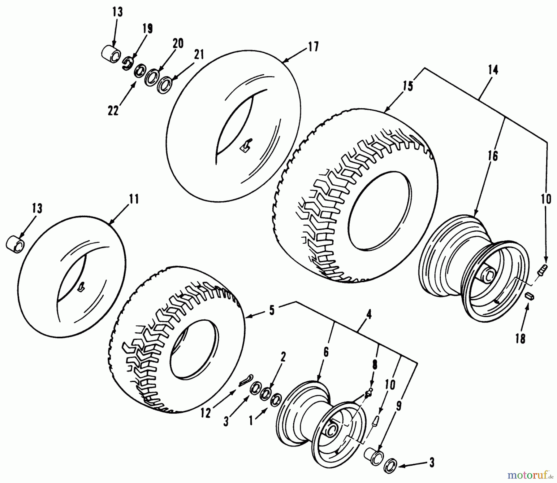 Toro Neu Mowers, Lawn & Garden Tractor Seite 1 32-12B5A2 (212-5) - Toro 212-5 Tractor, 1991 (1000001-1999999) WHEEL & TIRE ASSEMBLY