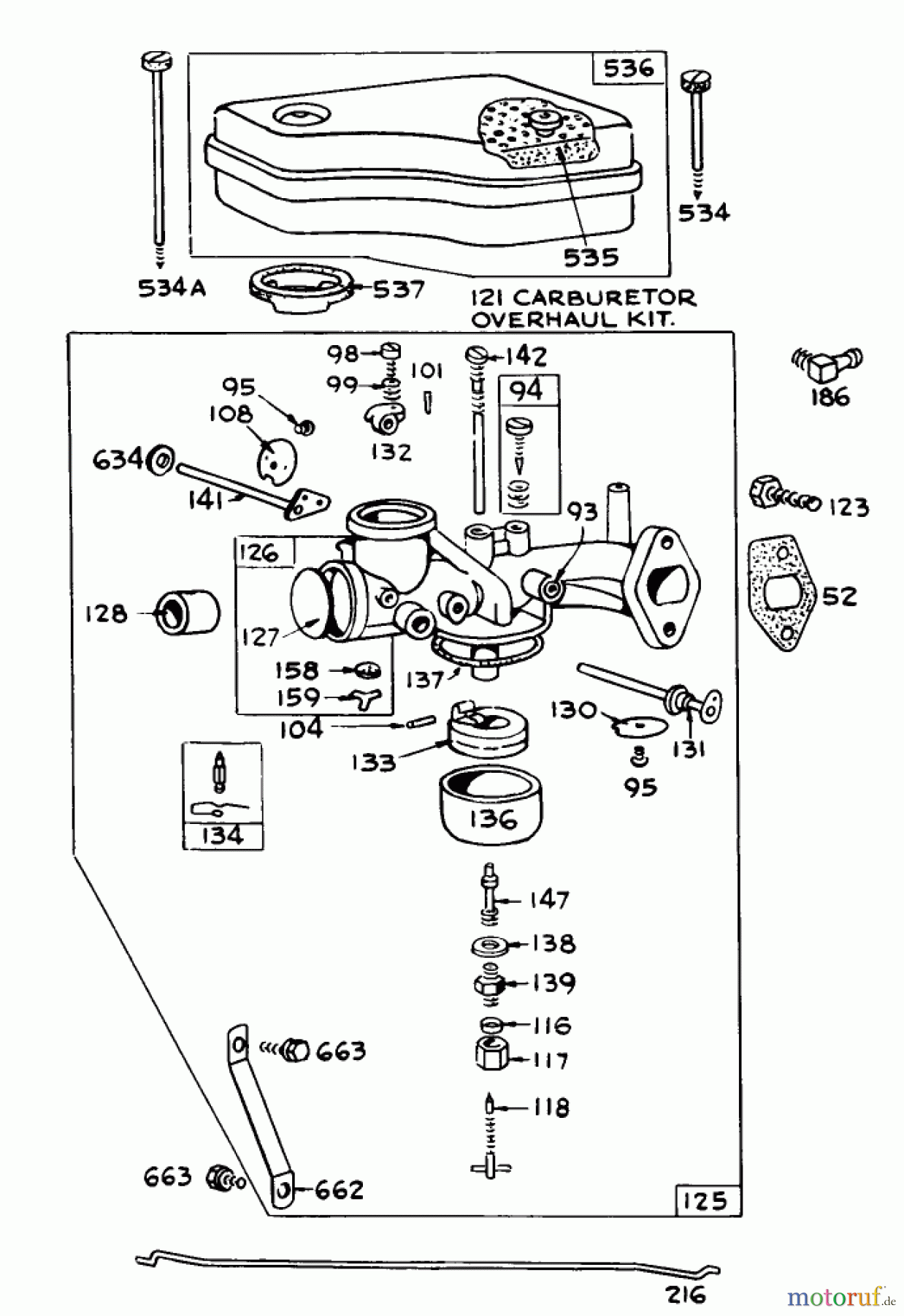 Toro Neu Mowers, Lawn & Garden Tractor Seite 1 55256 (888) - Toro 888 Toromatic Tractor, 1971 (1000001-1999999) MODEL NO. 390417 CARBURETOR ASSEMBLY (FOR ENGINE 191707-0124 AND 190707-0142)