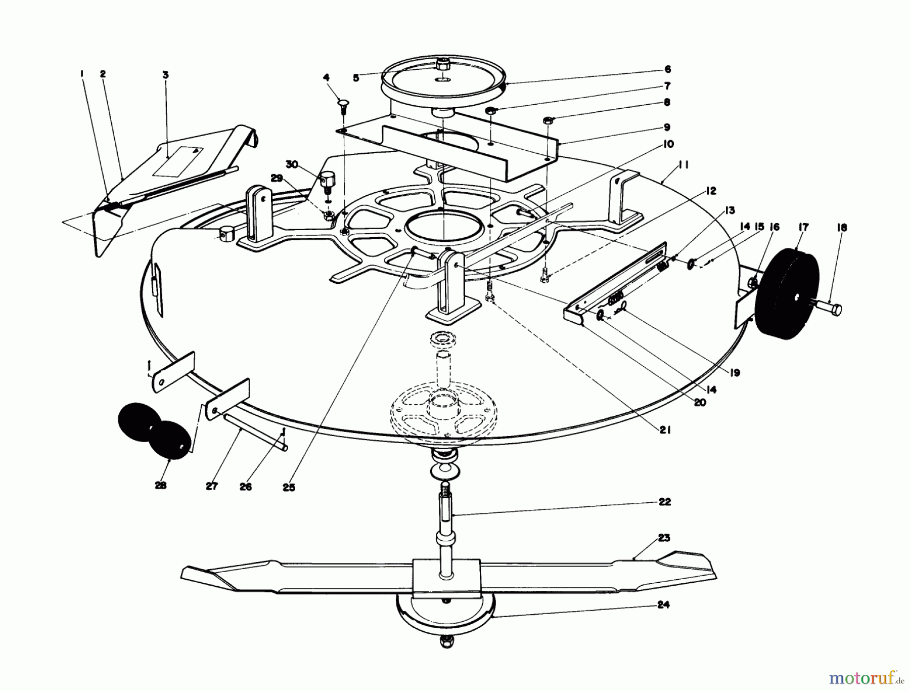 Toro Neu Mowers, Lawn & Garden Tractor Seite 1 57300 (8-32) - Toro 8-32 Front Engine Rider, 1978 (8000001-8999999) CUTTING DECK