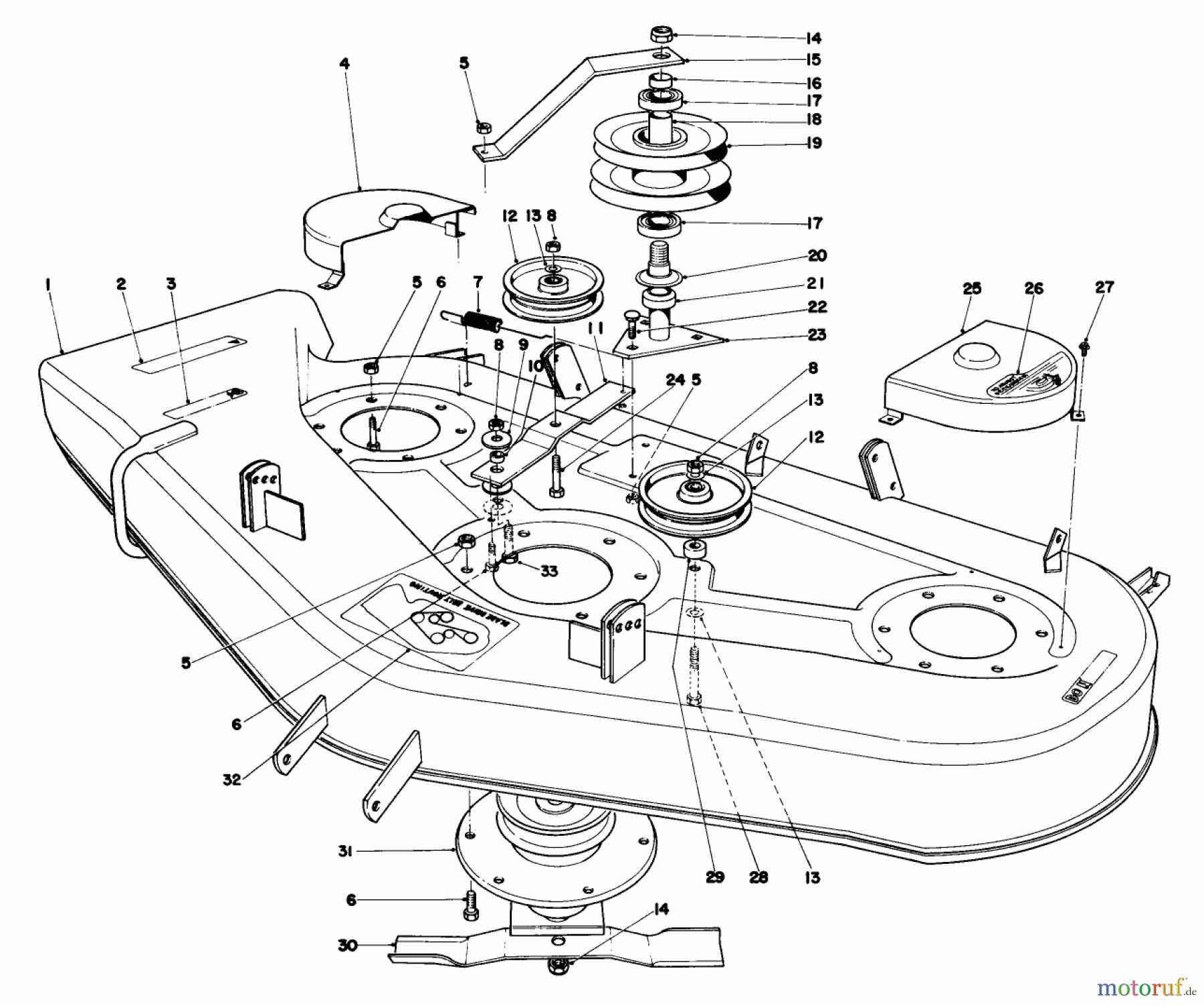 Toro Neu Mowers, Lawn & Garden Tractor Seite 1 57356 (11-42) - Toro 11-42 Lawn Tractor, 1983 (3000001-3999999) CUTTING DECK