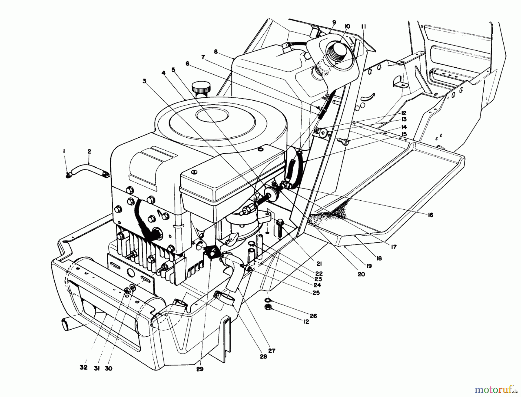 Toro Neu Mowers, Lawn & Garden Tractor Seite 1 57360 (11-32) - Toro 11-32 Lawn Tractor, 1986 (6000001-6999999) ENGINE ASSEMBLY