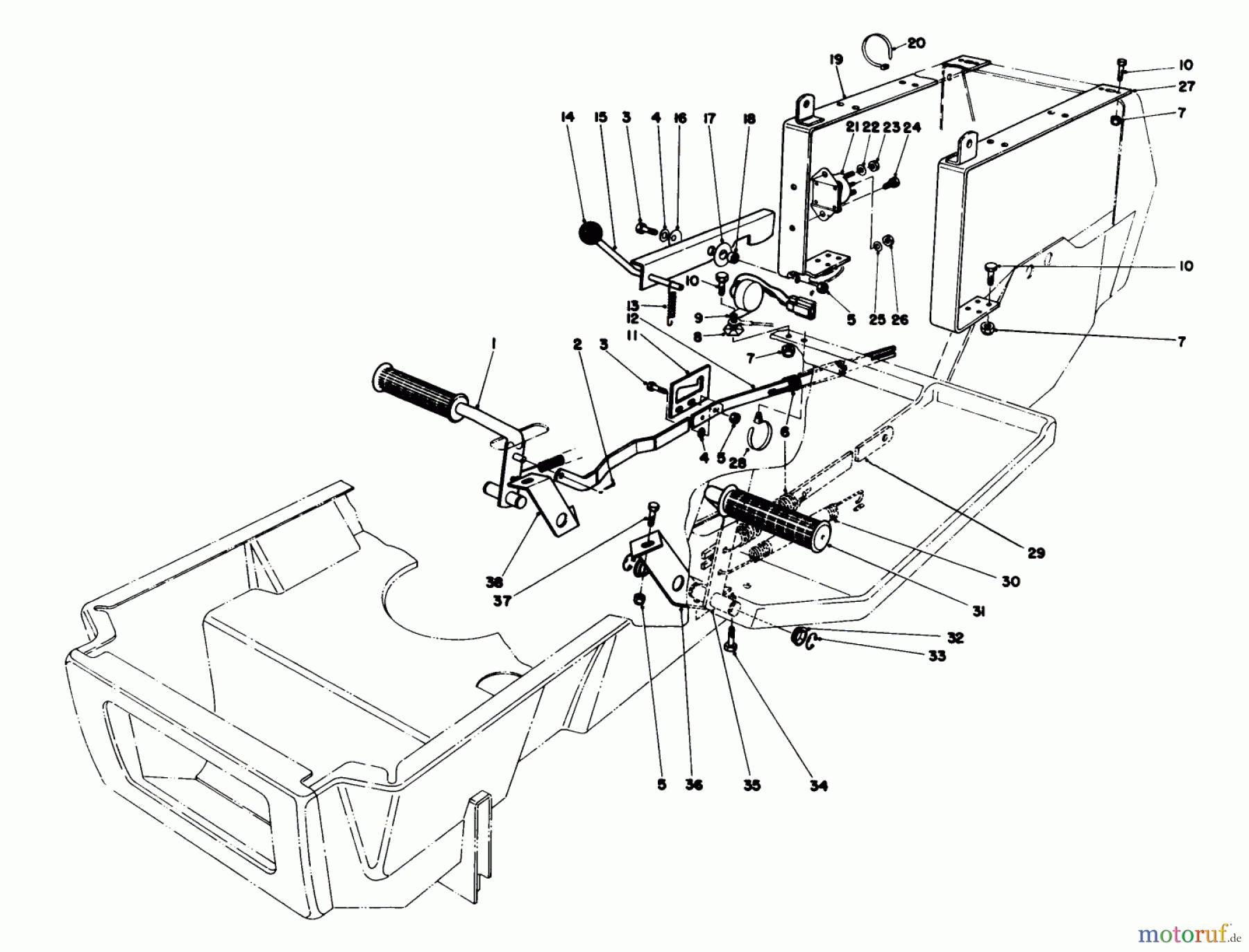  Toro Neu Mowers, Lawn & Garden Tractor Seite 1 57450 (12-32) - Toro 12-32 Lawn Tractor, 1991 (1000001-1999999) BRAKE & CLUTCH PEDAL ASSEMBLY