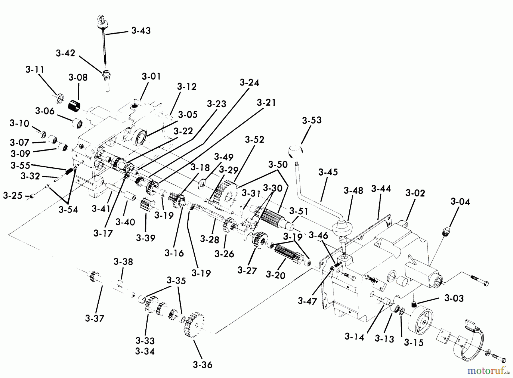 Toro Neu Mowers, Lawn & Garden Tractor Seite 1 61-16K803 (C-160) - Toro C-160 8-Speed Tractor, 1976 3.000 TRANSMISSION 8-SPEED (FIG. 3A)