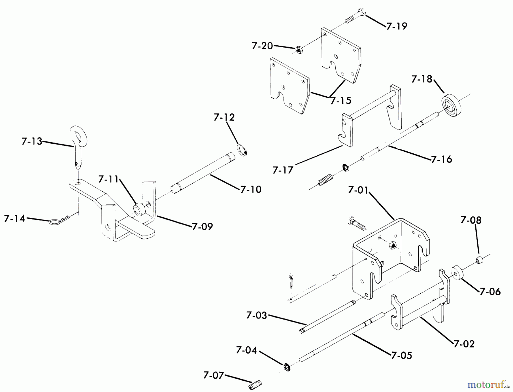  Toro Neu Mowers, Lawn & Garden Tractor Seite 1 61-16K803 (C-160) - Toro C-160 8-Speed Tractor, 1976 7.000 HITCH ASSEMBLIES (FIG. 7A)