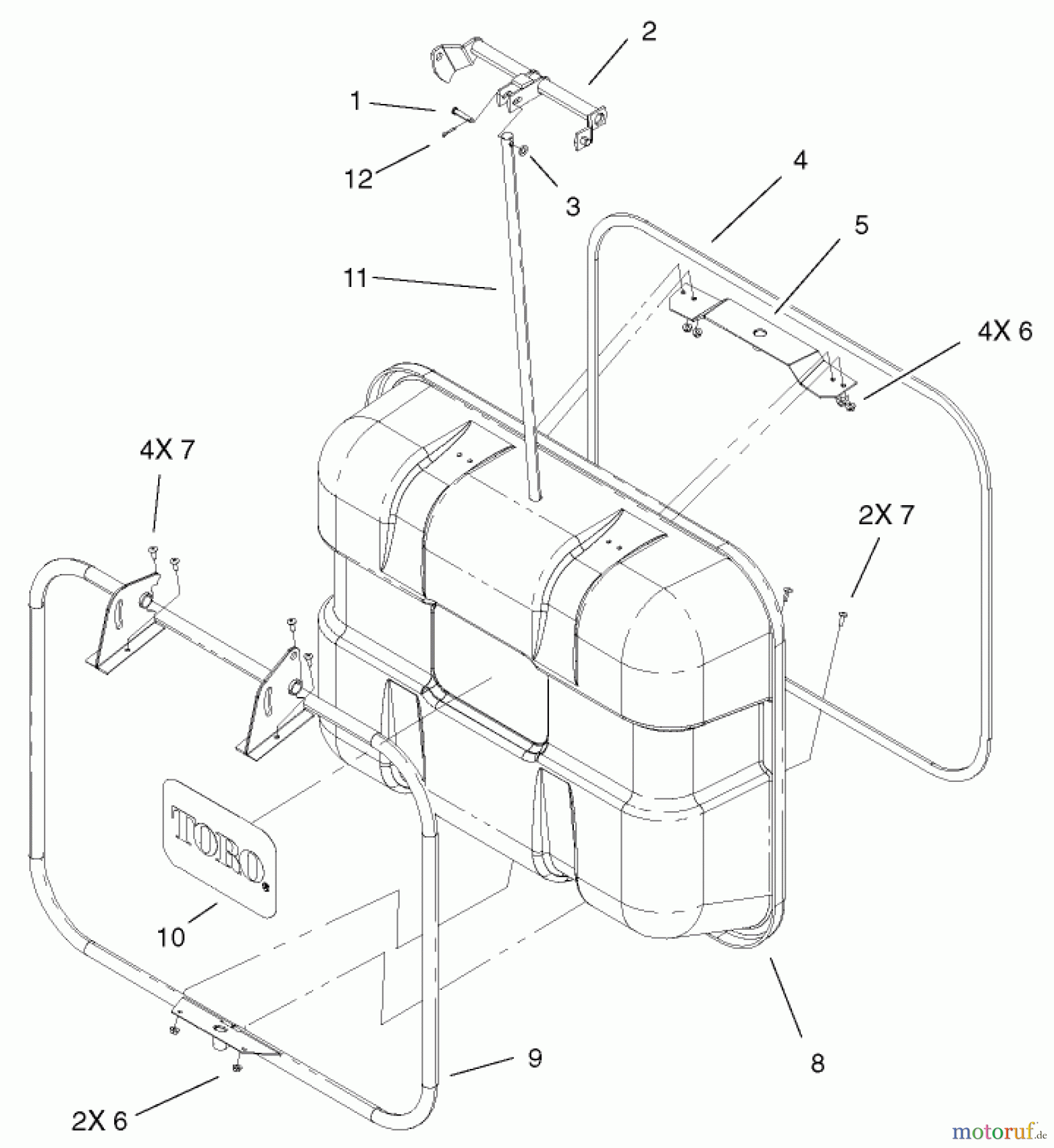  Toro Neu Accessories, Mower 78200 - Toro Quiet Collector, Wheel Horse 260-Series Lawn and Garden Tractors, 2002 (220000001-220999999) HOPPER BACK ASSEMBLY