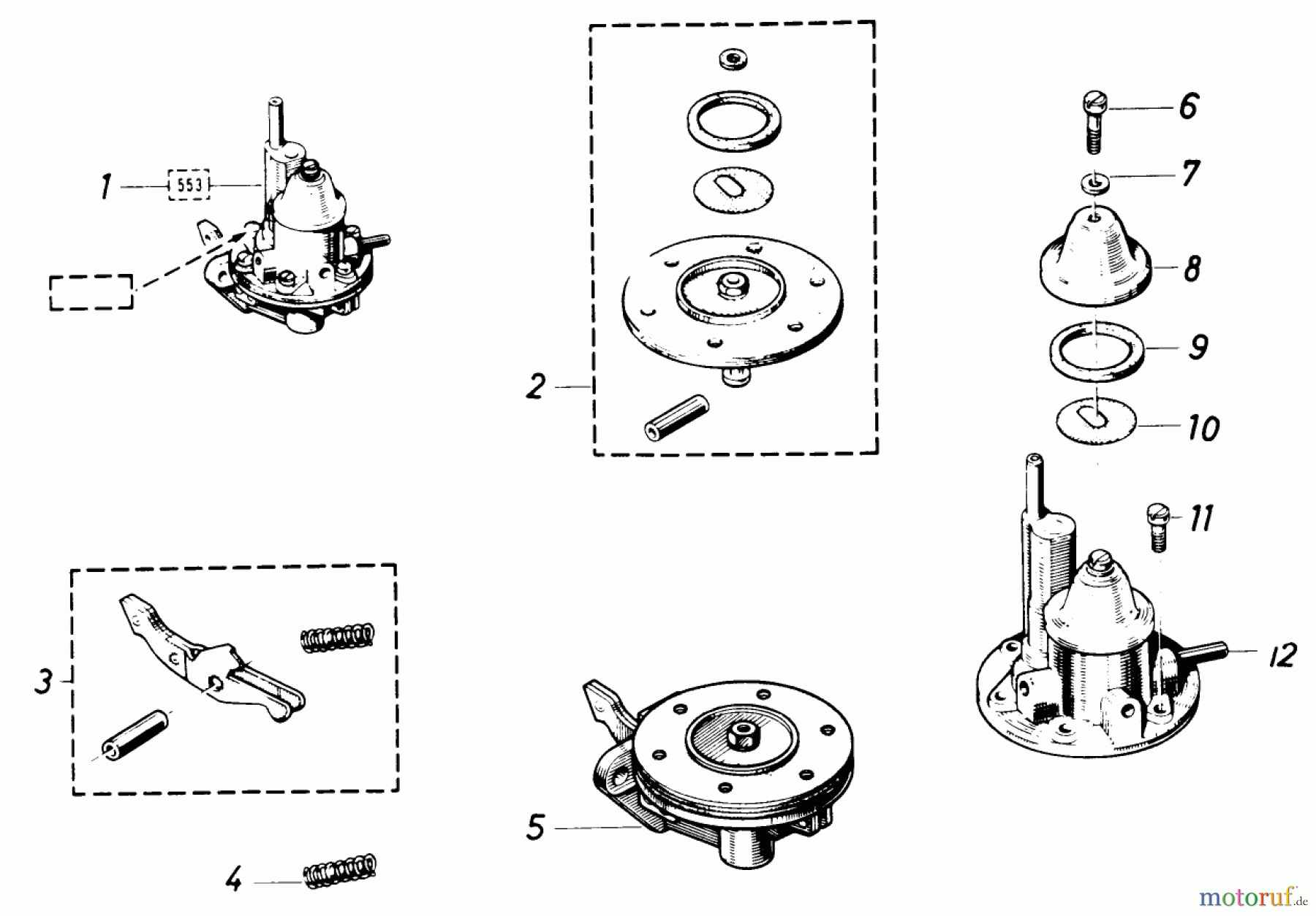  Toro Neu Mowers, Lawn & Garden Tractor Seite 1 61-20RG01 (D-250) - Toro D-250 10-Speed Tractor, 1976 FUEL PUMP #2