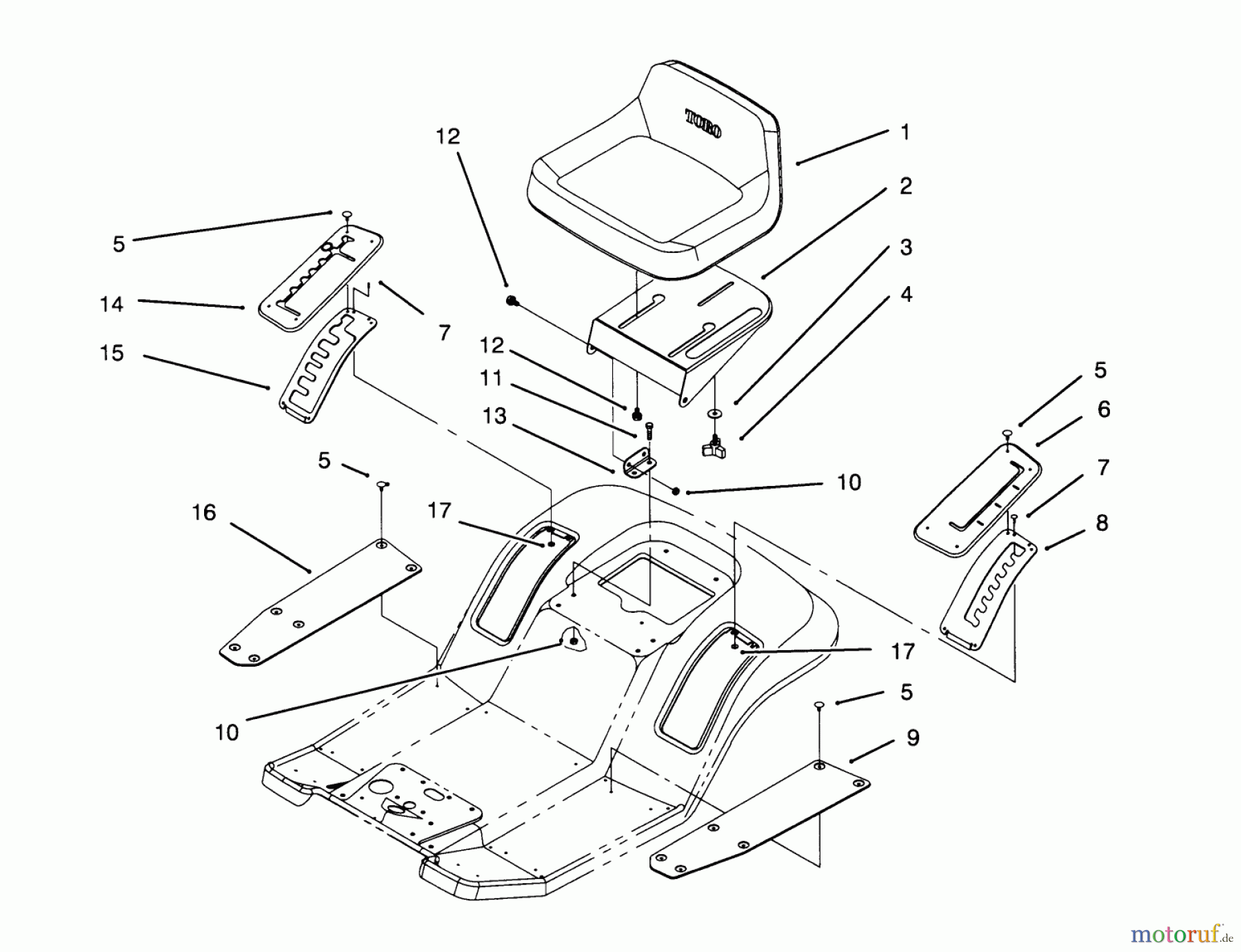  Toro Neu Mowers, Lawn & Garden Tractor Seite 1 71184 (12-38XL) - Toro 12-38XL Lawn Tractor, 1996 (6900001-6999999) SEAT ASSEMBLY