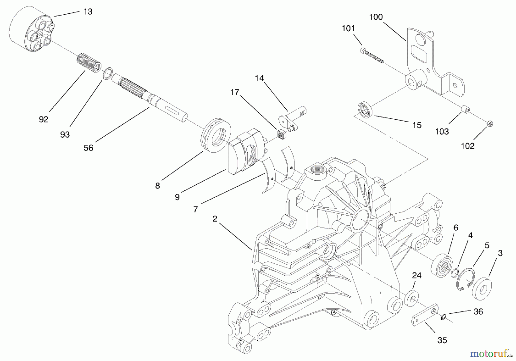 Toro Neu Mowers, Lawn & Garden Tractor Seite 1 71196 (16-44HXL) - Toro 16-44HXL Lawn Tractor, 1998 (8900001-8999999) HYDRO TRANSAXLE ASSEMBLY #1