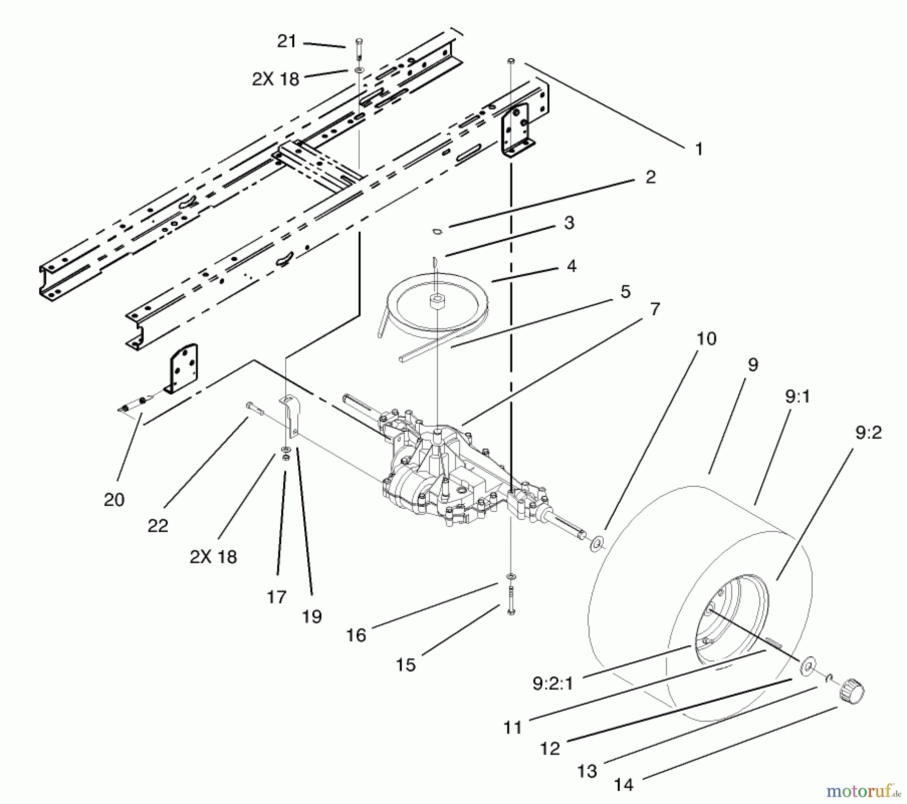  Toro Neu Mowers, Lawn & Garden Tractor Seite 1 71199 (12-32XL) - Toro 12-32XL Lawn Tractor, 2003 (230000001-230999999) 5 SPEED TRANSAXLE ASSEMBLY