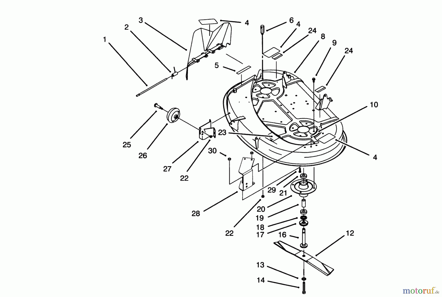  Toro Neu Mowers, Lawn & Garden Tractor Seite 1 71205 (13-38XL) - Toro 13-38XL Lawn Tractor, 1995 (59000001-59999999) HOUSING & SPINDLE ASSEMBLY (38