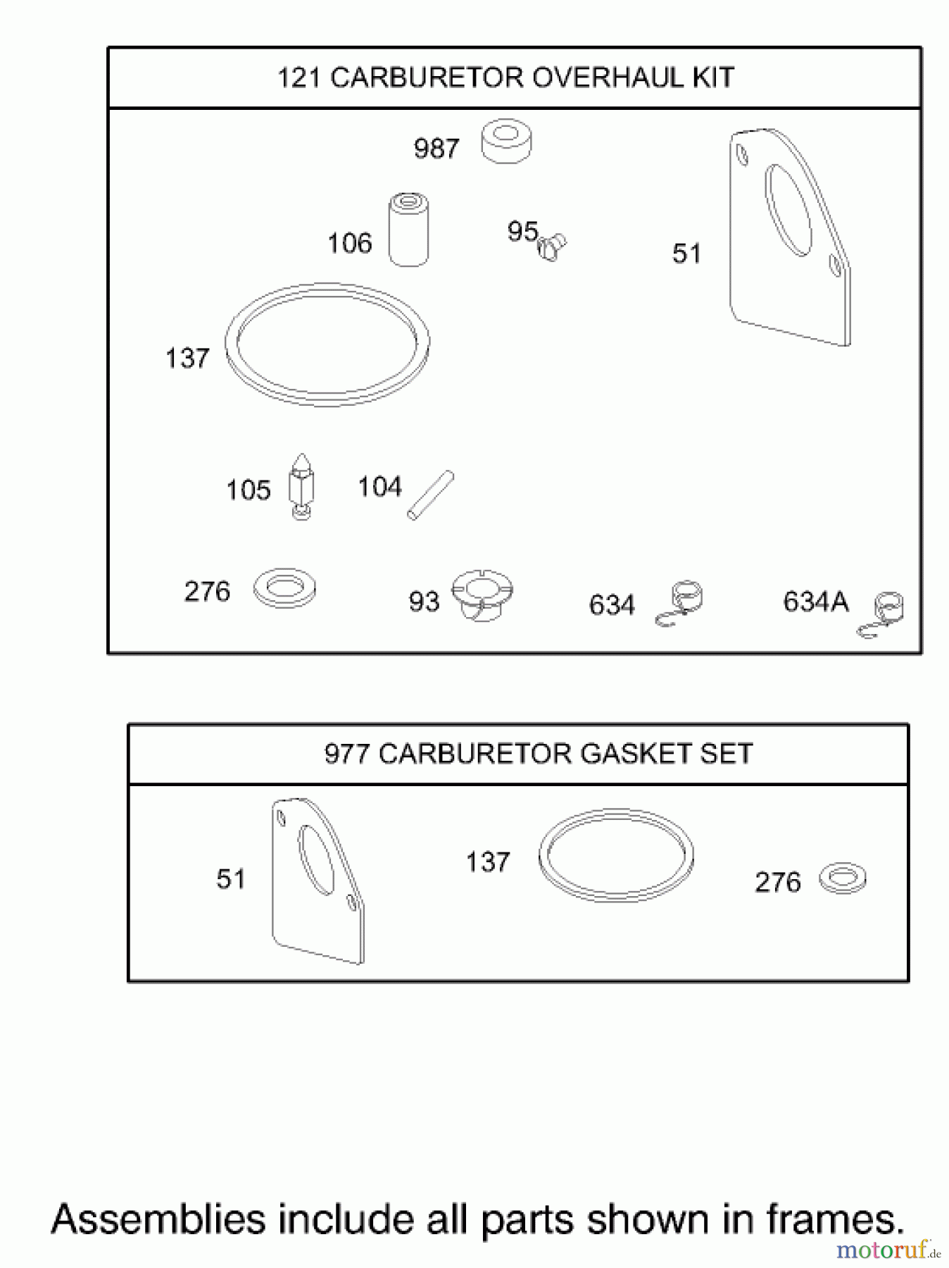 Toro Neu Mowers, Lawn & Garden Tractor Seite 1 71209 (13-32XLE) - Toro 13-32XLE Lawn Tractor, 2003 (230000001-230999999) CARBURETOR OVERHAUL KIT ASSEMBLY ENGINE BRIGGS AND STRATTON MODEL 28M707-1125-E1