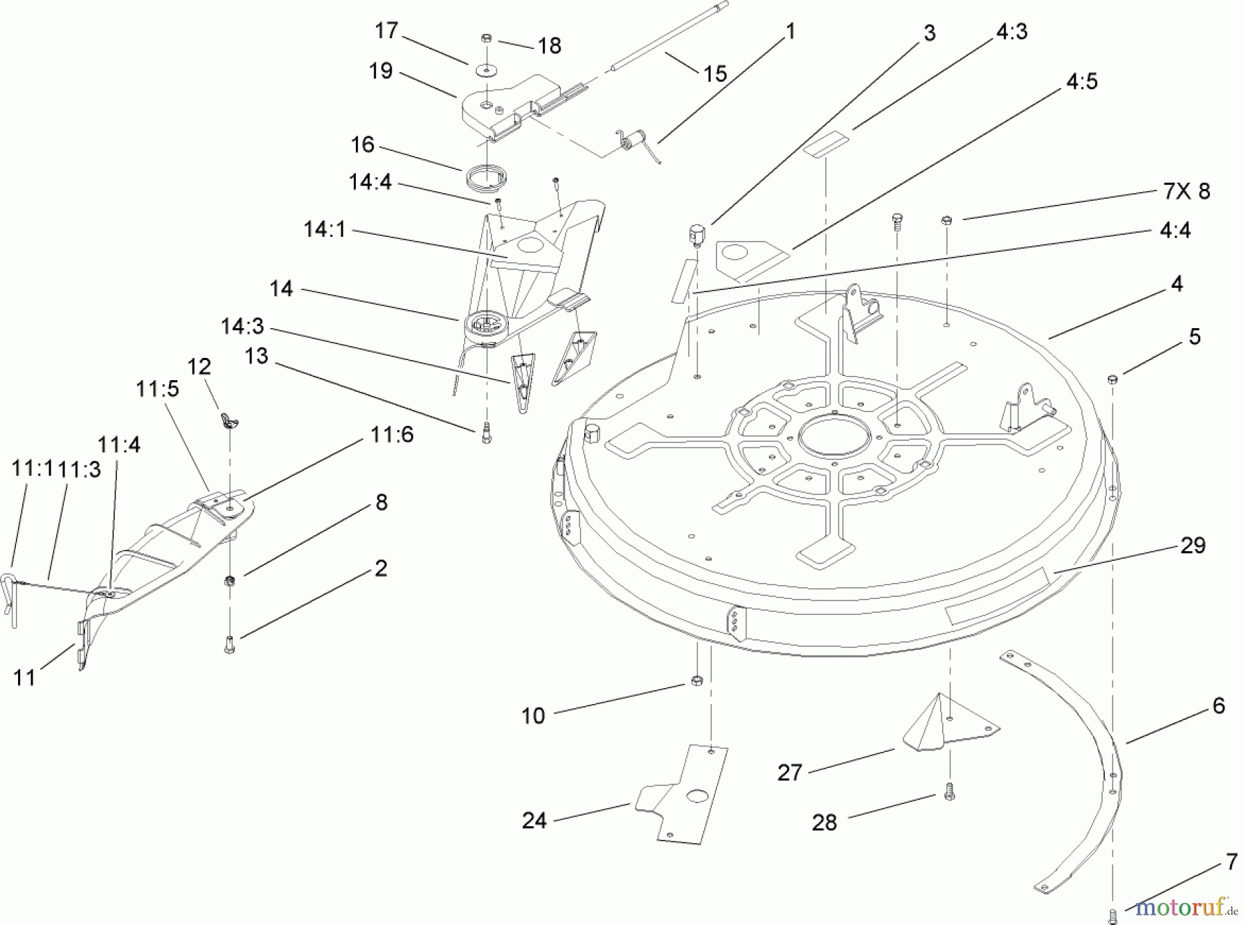  Toro Neu Mowers, Lawn & Garden Tractor Seite 1 71209 (XL 320) - Toro XL 320 Lawn Tractor, 2005 (250000001-250005000) 32 INCH DECK COMPONENT ASSEMBLY