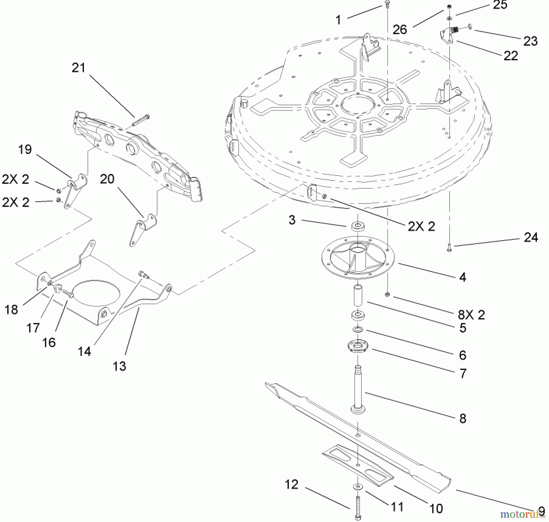 Toro Neu Mowers, Lawn & Garden Tractor Seite 1 71209 (XL 320) - Toro XL 320 Lawn Tractor, 2005 (250000001-250005000) 32IN DECK COMPONENT ASSEMBLY