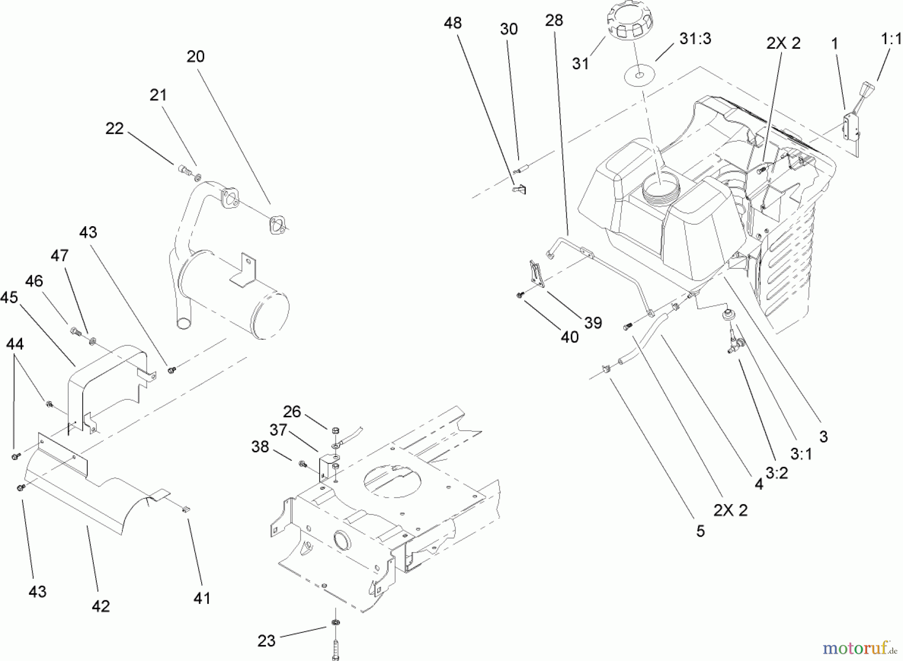  Toro Neu Mowers, Lawn & Garden Tractor Seite 1 71209 (XL 320) - Toro XL 320 Lawn Tractor, 2005 (250005001-250999999) OHV ENGINE SYSTEM COMPONENT ASSEMBLY