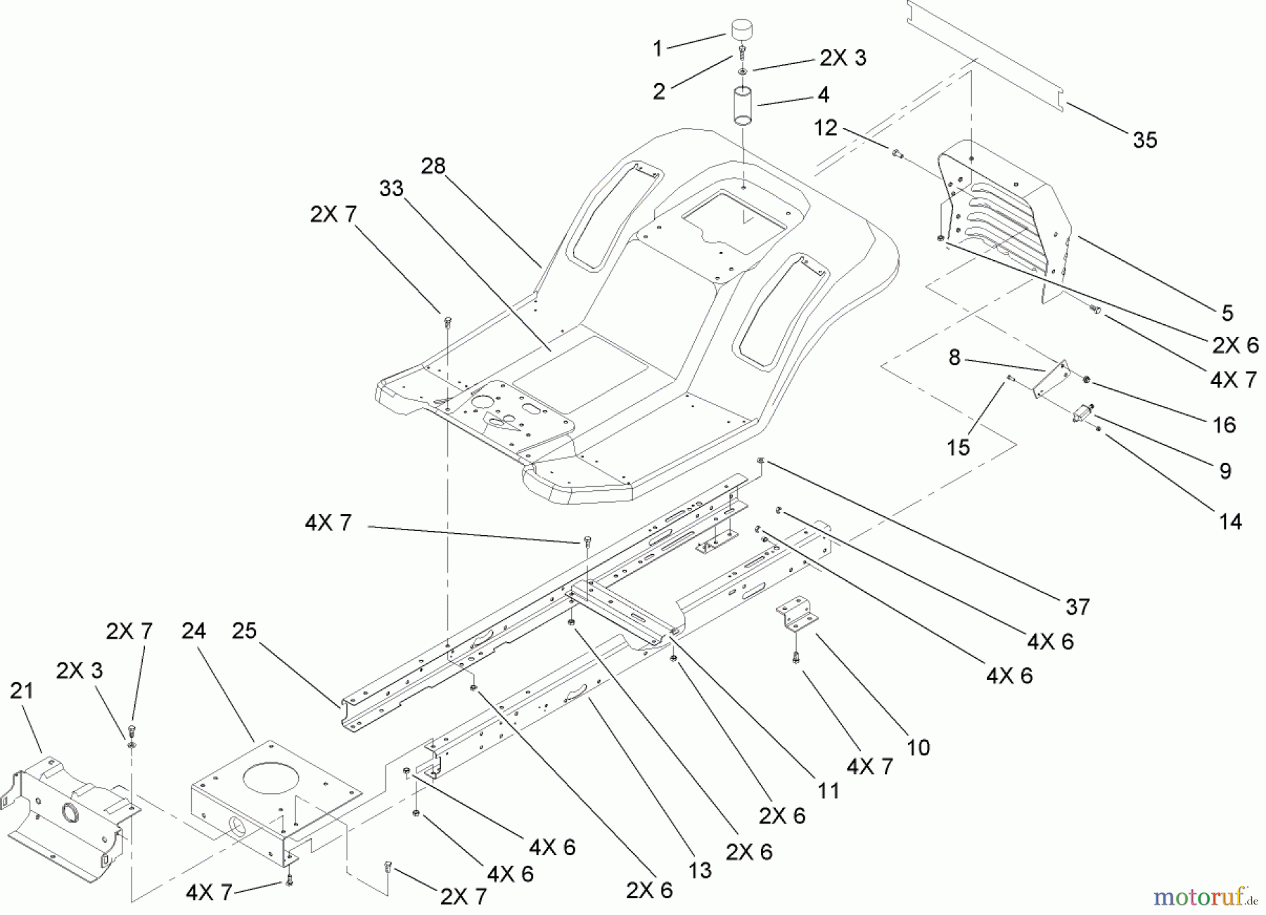  Toro Neu Mowers, Lawn & Garden Tractor Seite 1 71209 (XL 320) - Toro XL 320 Lawn Tractor, 2008 (280000001-280999999) FRAME AND BODY ASSEMBLY