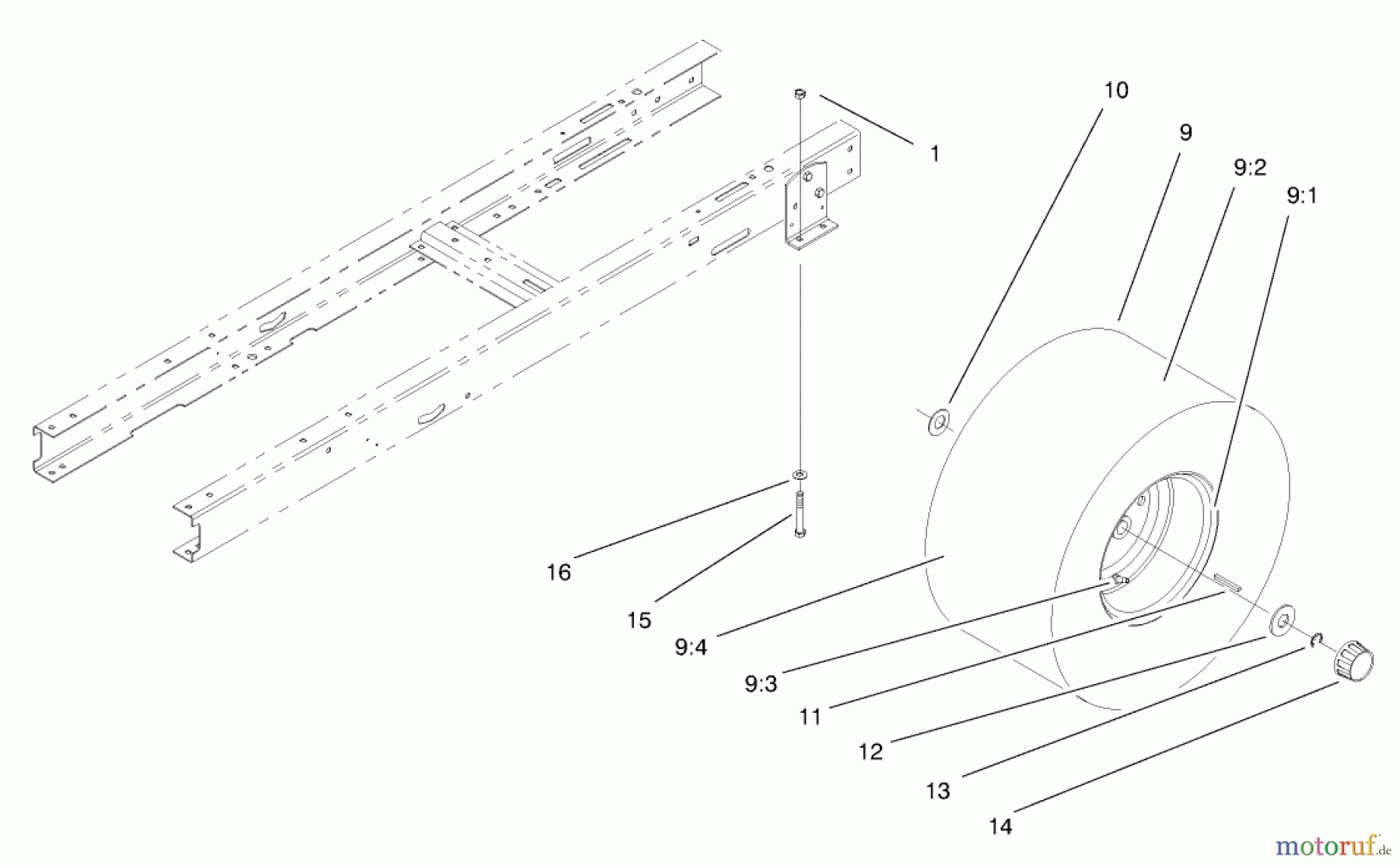  Toro Neu Mowers, Lawn & Garden Tractor Seite 1 71215 (14-38HXL) - Toro 14-38HXL Lawn Tractor, 1997 (7900001-7999999) REAR WHEEL ASSEMBLY