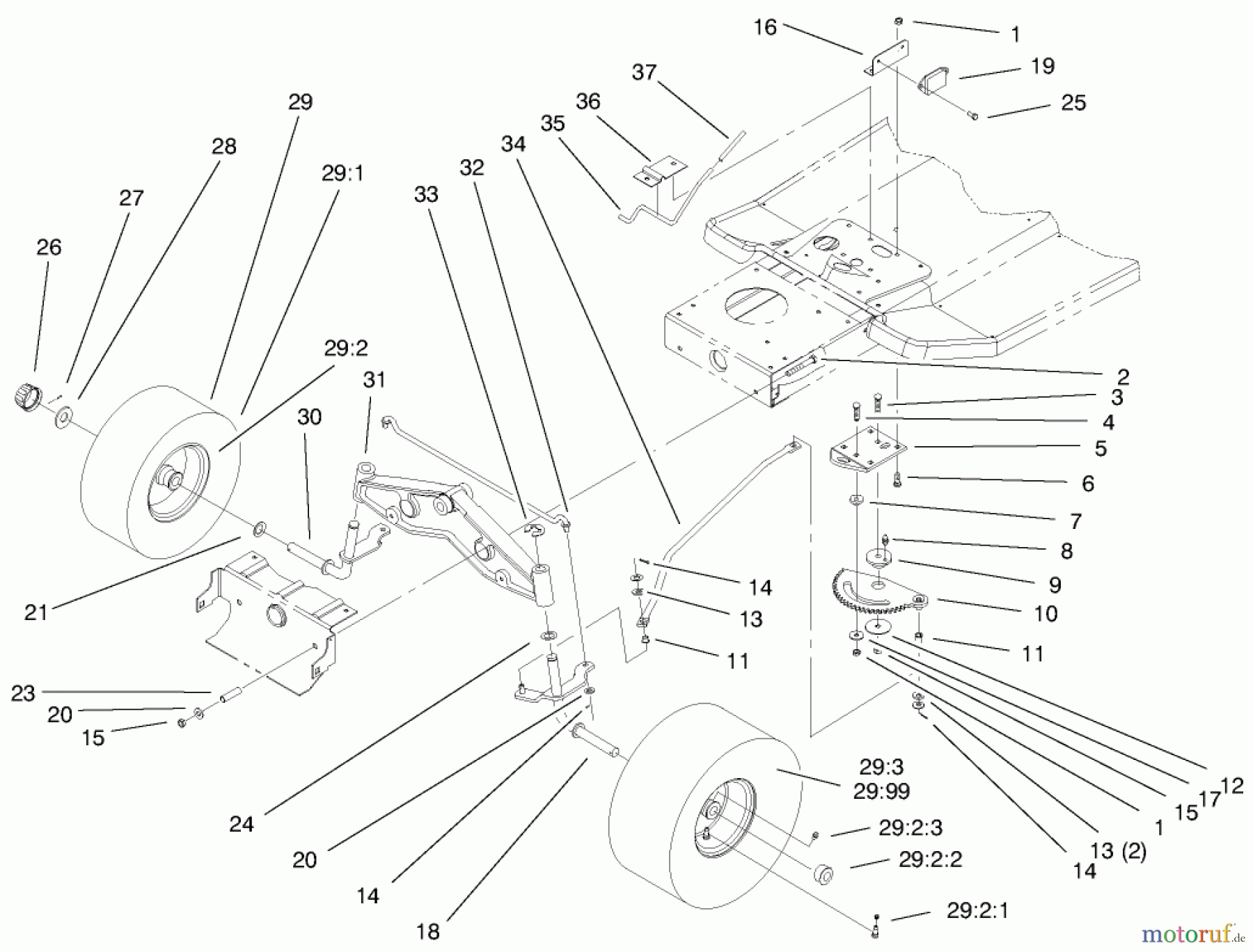 Toro Neu Mowers, Lawn & Garden Tractor Seite 1 71226 (16-38XLE) - Toro 16-38XLE Lawn Tractor, 2000 (200000001-200999999) STEERING COMPONENTS ASSEMBLY