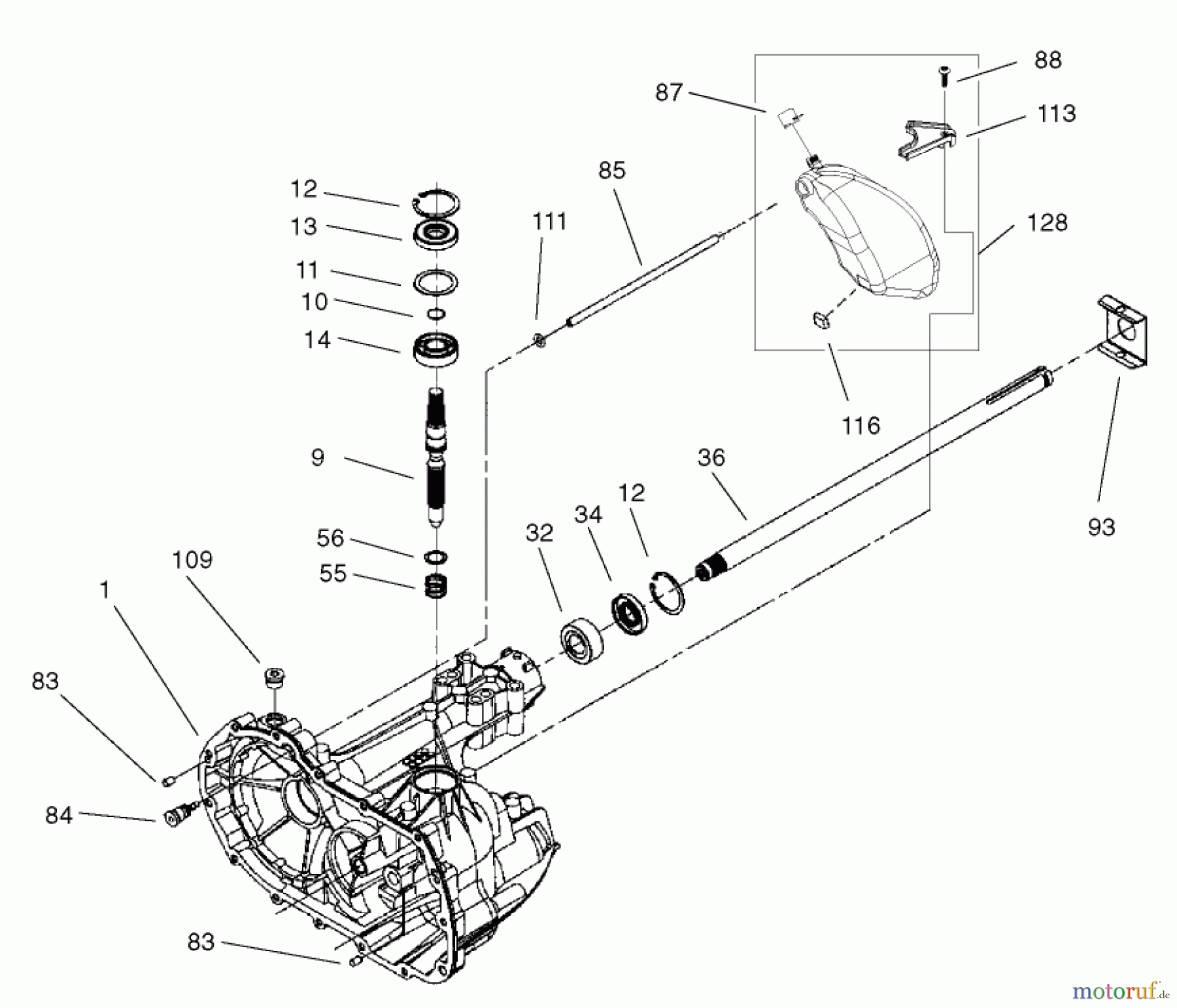  Toro Neu Mowers, Lawn & Garden Tractor Seite 1 71242 (16-38HXLE) - Toro 16-38HXLE Lawn Tractor, 2003 (230000001-230999999) AXLE ASSEMBLY