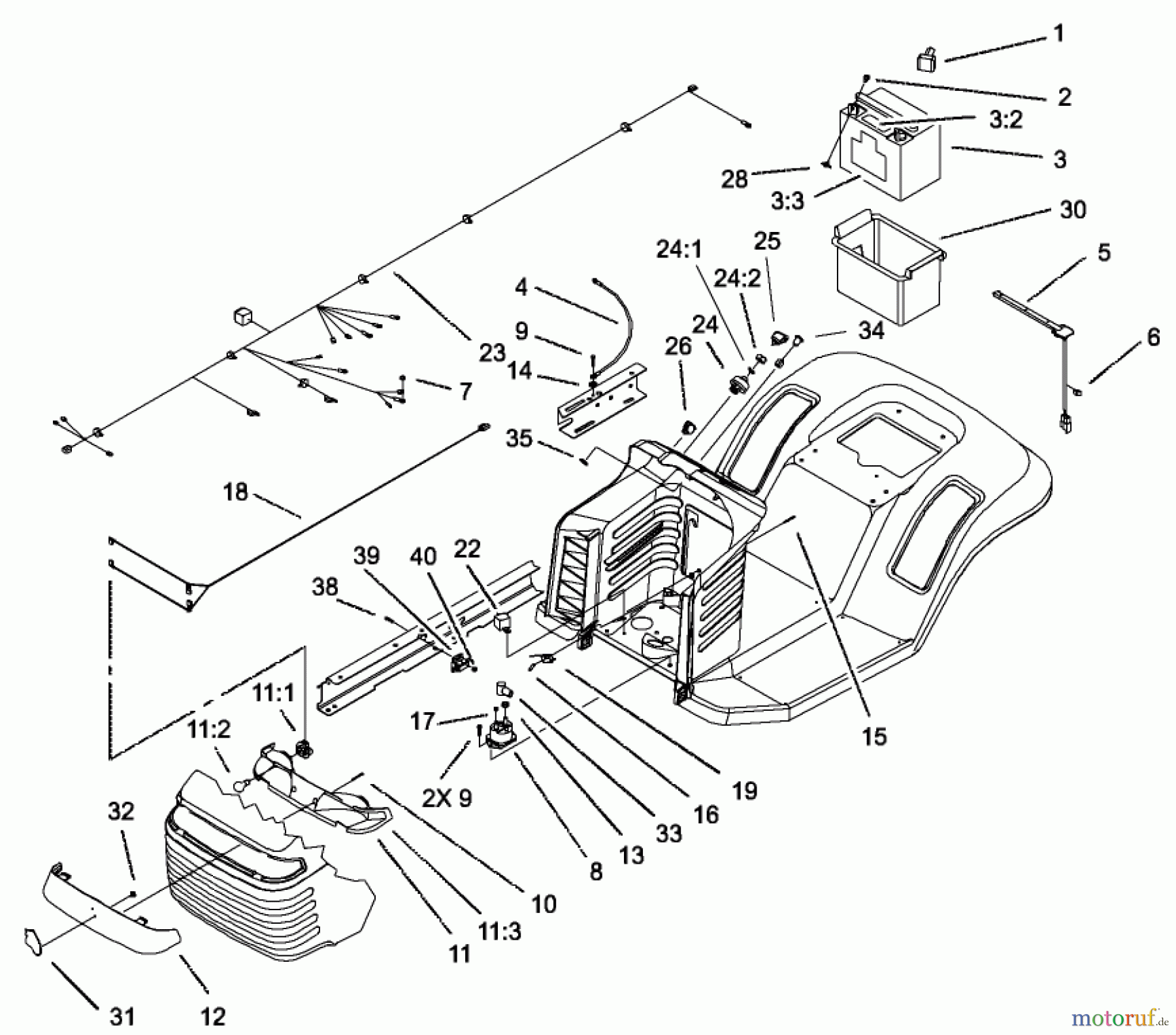 Toro Neu Mowers, Lawn & Garden Tractor Seite 1 71228 (17-44HXL) - Toro 17-44HXL Lawn Tractor, 2002 (220010001-220999999) ELECTRICAL ASSEMBLY