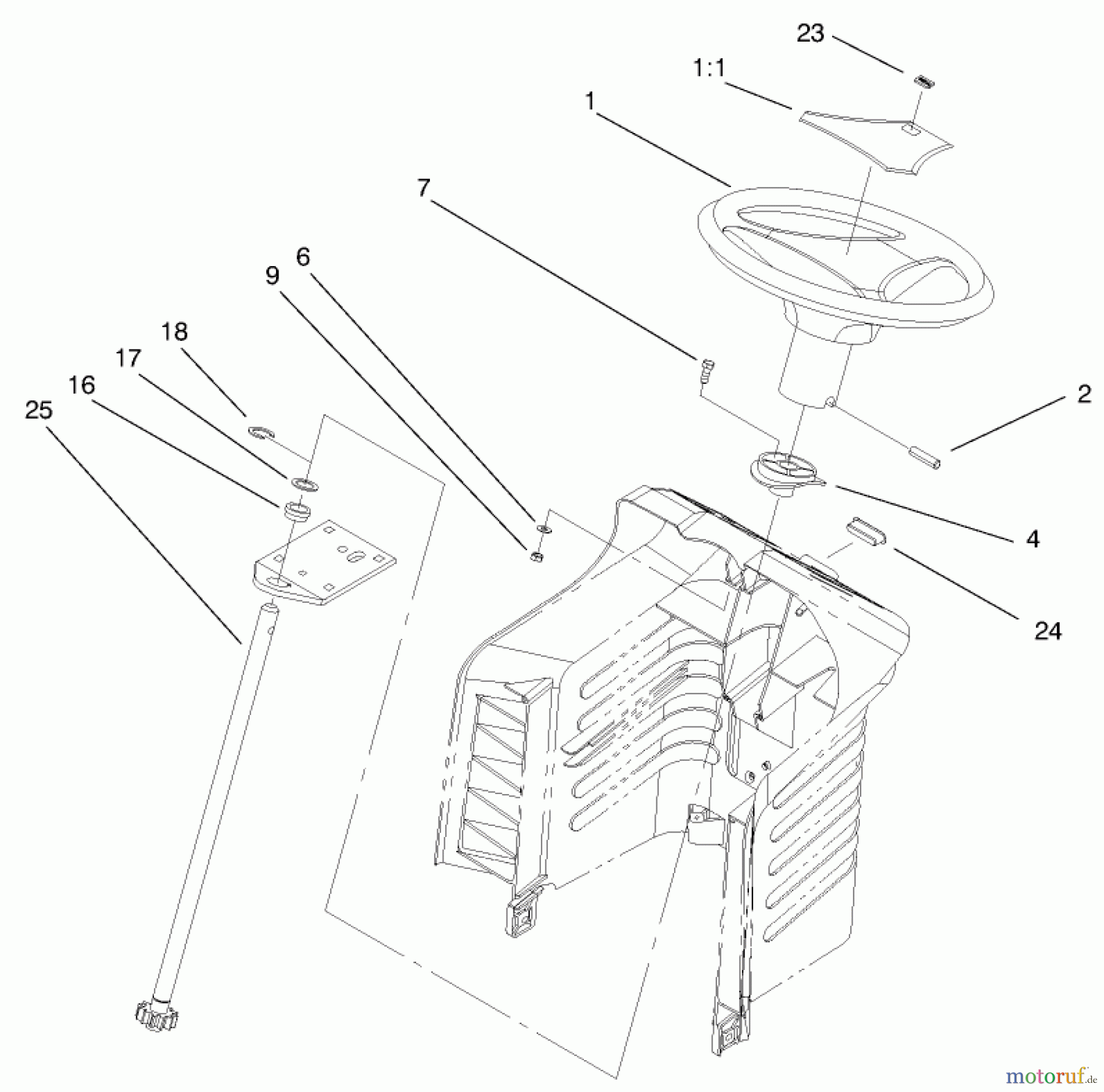  Toro Neu Mowers, Lawn & Garden Tractor Seite 1 71240 (15-38HXL) - Toro 15-38HXL Lawn Tractor, 1999 (9900001-9999999) FIXED STEERING ASSEMBLY