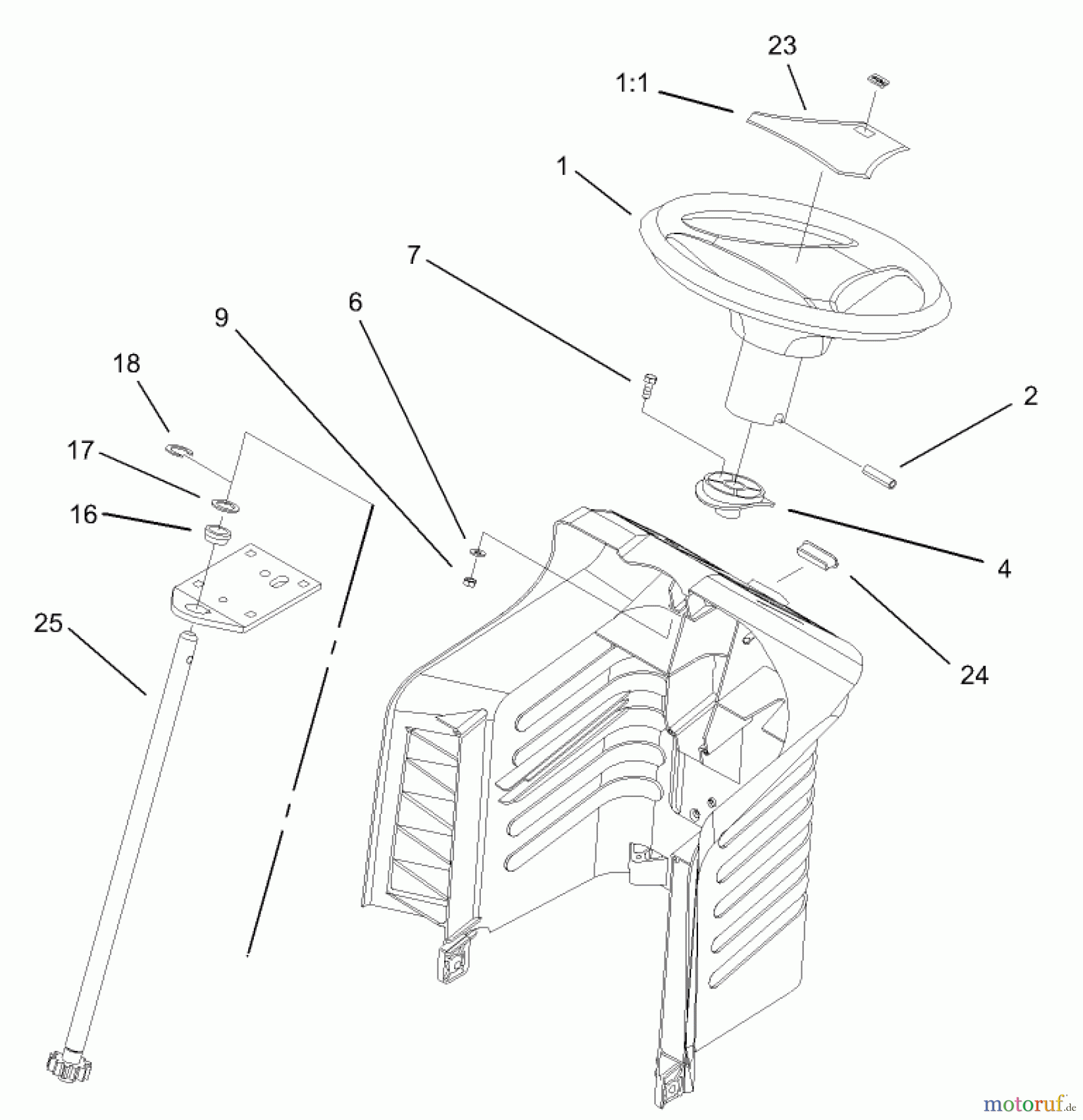Toro Neu Mowers, Lawn & Garden Tractor Seite 1 71243 (17-38HXLE) - Toro 17-38HXLE Lawn Tractor, 2004 (240000001-240999999) FIXED STEERING ASSEMBLY