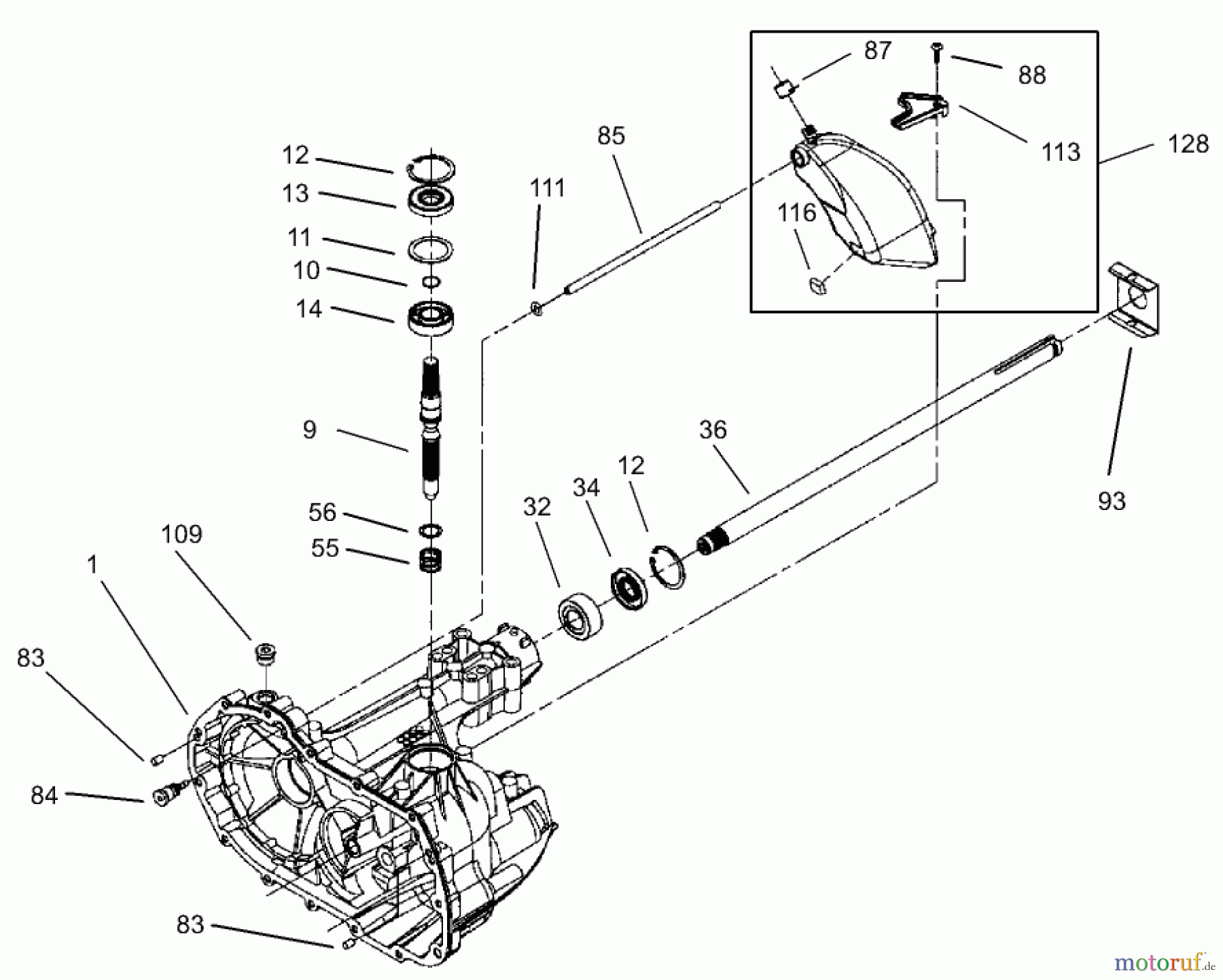  Toro Neu Mowers, Lawn & Garden Tractor Seite 1 71245 (14-38HXLE) - Toro 14-38HXLE Lawn Tractor, 2003 (230000001-230999999) AXLE ASSEMBLY