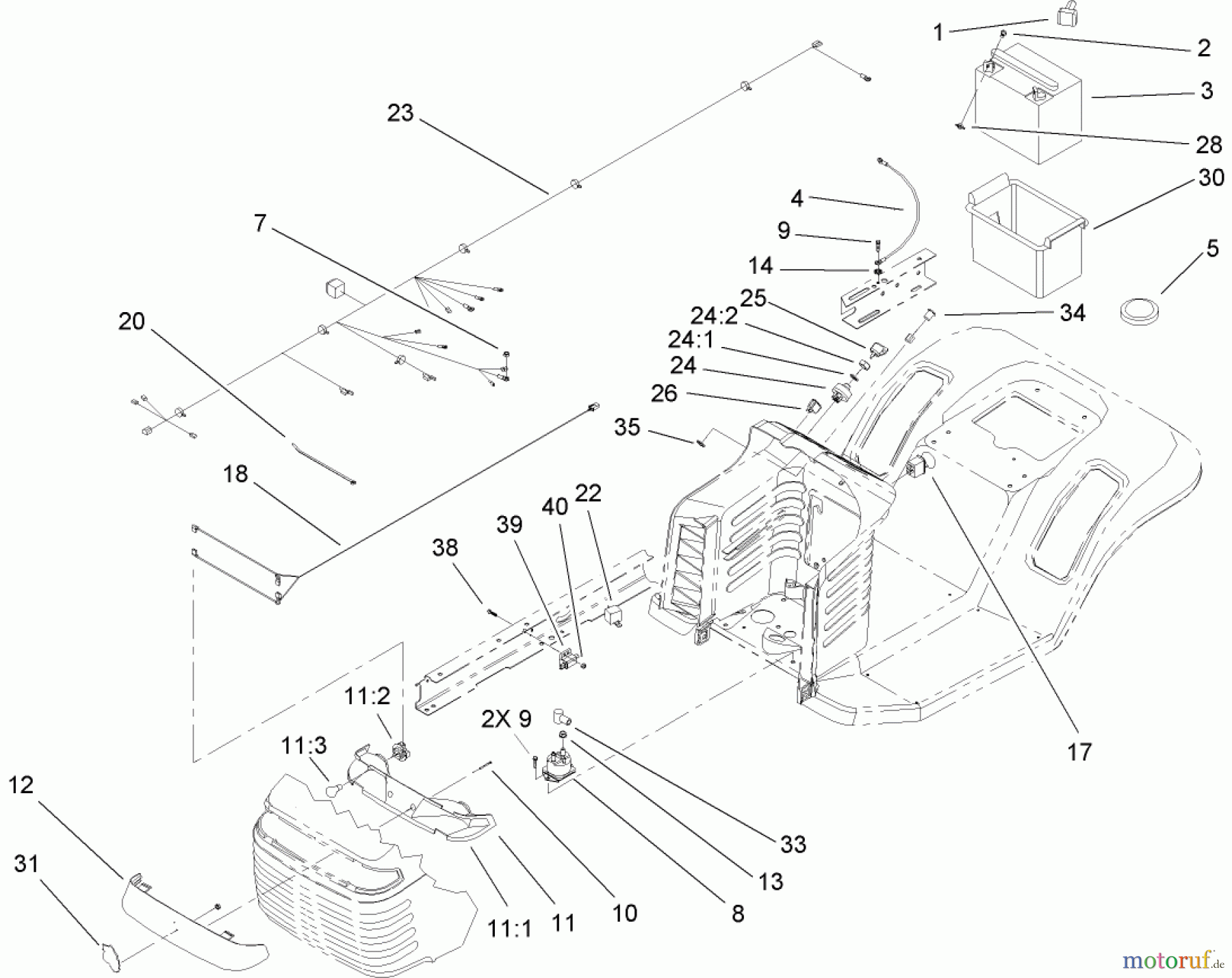  Toro Neu Mowers, Lawn & Garden Tractor Seite 1 71246 (XL 380H) - Toro XL 380H Lawn Tractor, 2005 (250000001-250999999) ELECTRICAL ASSEMBLY