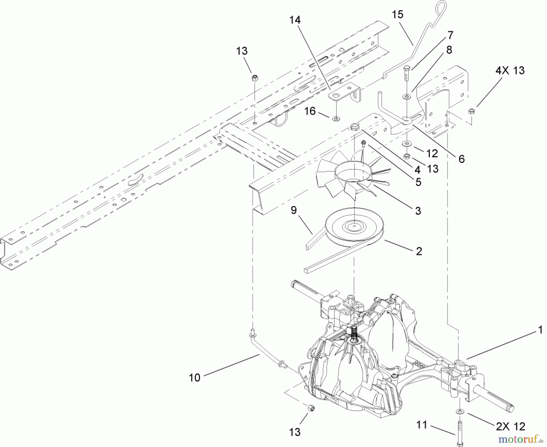  Toro Neu Mowers, Lawn & Garden Tractor Seite 1 71246 (XL 380H) - Toro XL 380H Lawn Tractor, 2005 (250000001-250999999) HYDRO TRANSAXLE ASSEMBLY