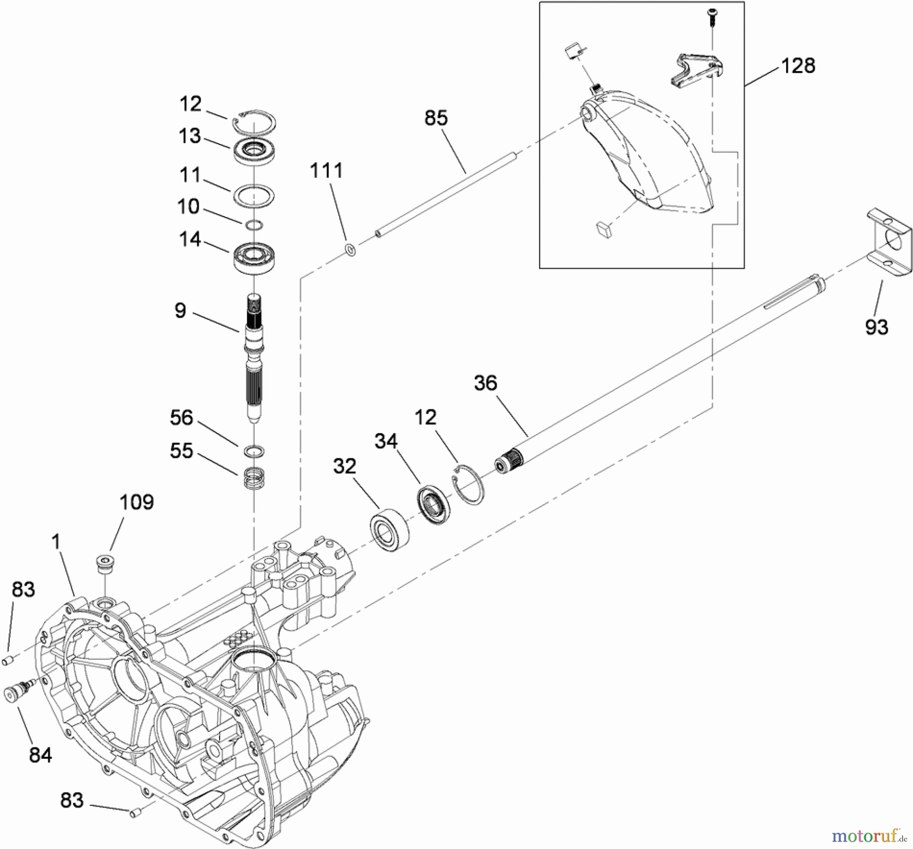  Toro Neu Mowers, Lawn & Garden Tractor Seite 1 71252 (XL 380H) - Toro XL 380H Lawn Tractor, 2010 (310000001-310002000) MAIN HOUSING AND BEARING ASSEMBLY TRANSAXLE NO. 104-1760