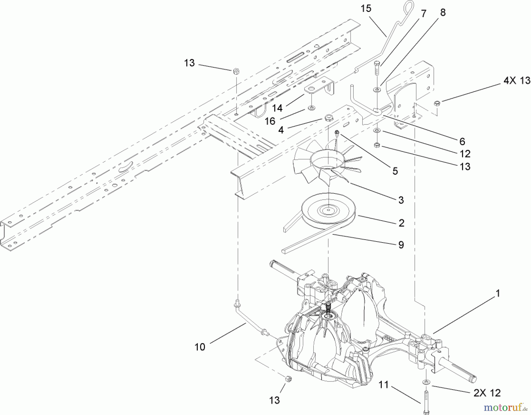  Toro Neu Mowers, Lawn & Garden Tractor Seite 1 71253 (XL 440H) - Toro XL 440H Lawn Tractor, 2010 (310000001-310999999) TRANSAXLE ASSEMBLY