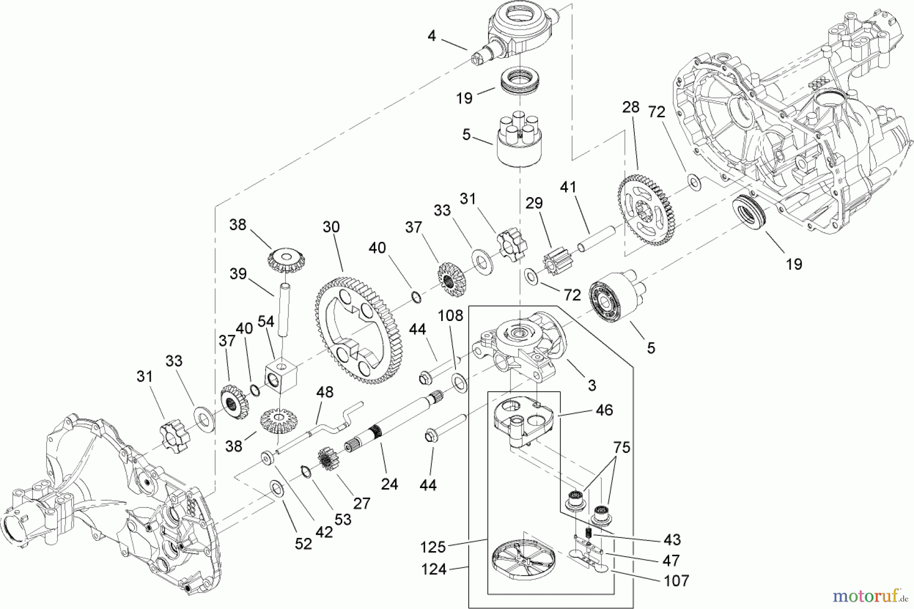 Toro Neu Mowers, Lawn & Garden Tractor Seite 1 71428 (XL 380H) - Toro XL 380H Lawn Tractor, 2005 (250000001-250999999) GEAR ASSEMBLY TRANSAXLE NO. 104-1760