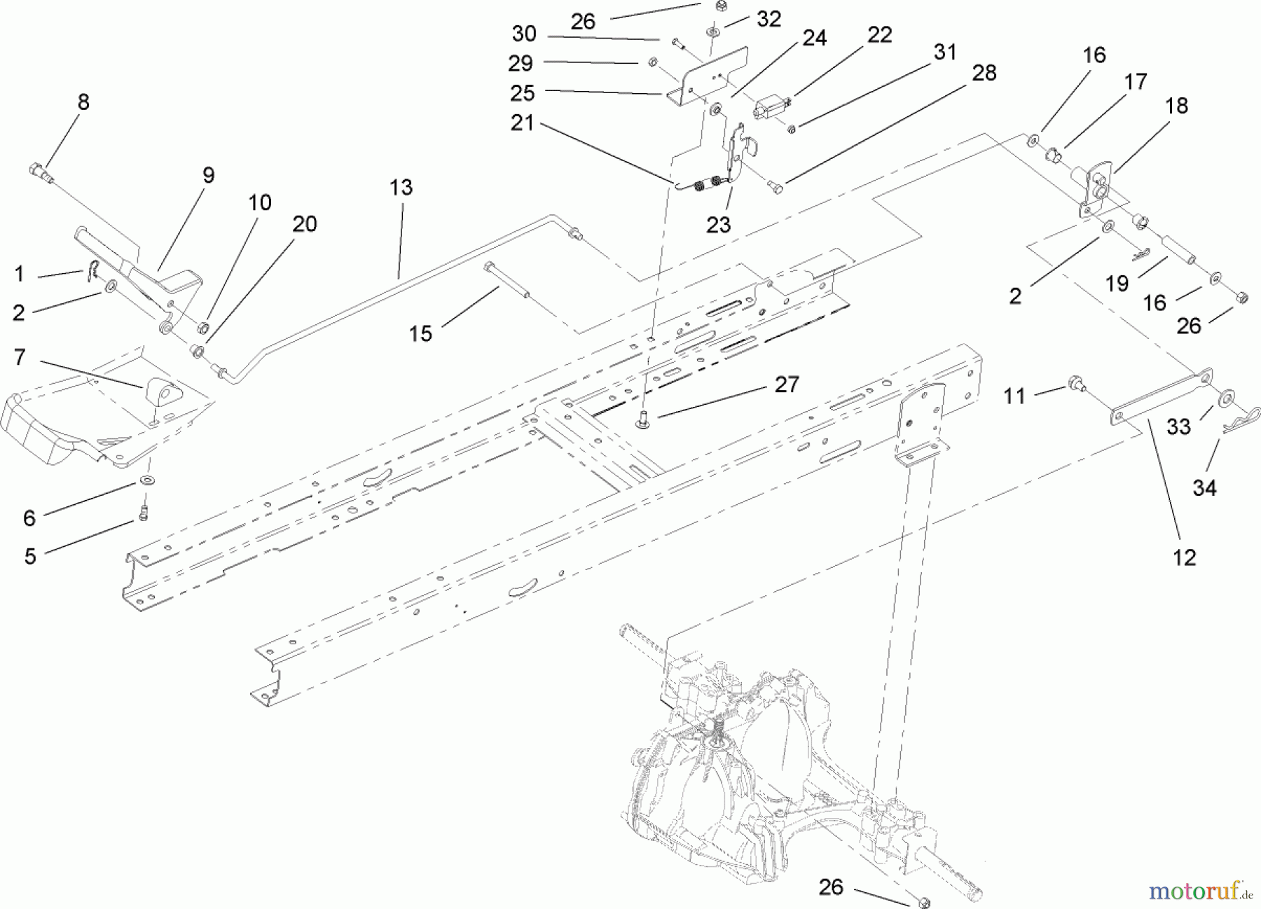 Toro Neu Mowers, Lawn & Garden Tractor Seite 1 71429 (XL 440H) - Toro XL 440H Lawn Tractor, 2005 (250000001-250999999) TRANSAXLE INSTALLATION ASSEMBLY