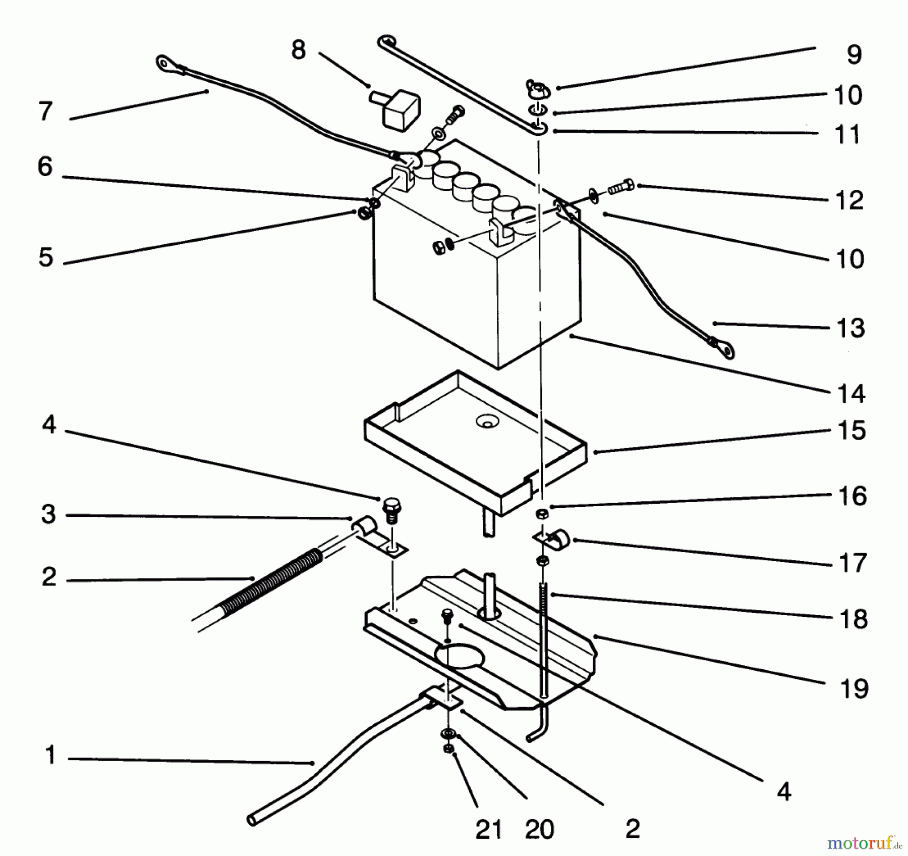  Toro Neu Mowers, Lawn & Garden Tractor Seite 1 72040 (244-5) - Toro 244-5 Yard Tractor, 1993 (3900001-3999999) BATTERY ASSEMBLY