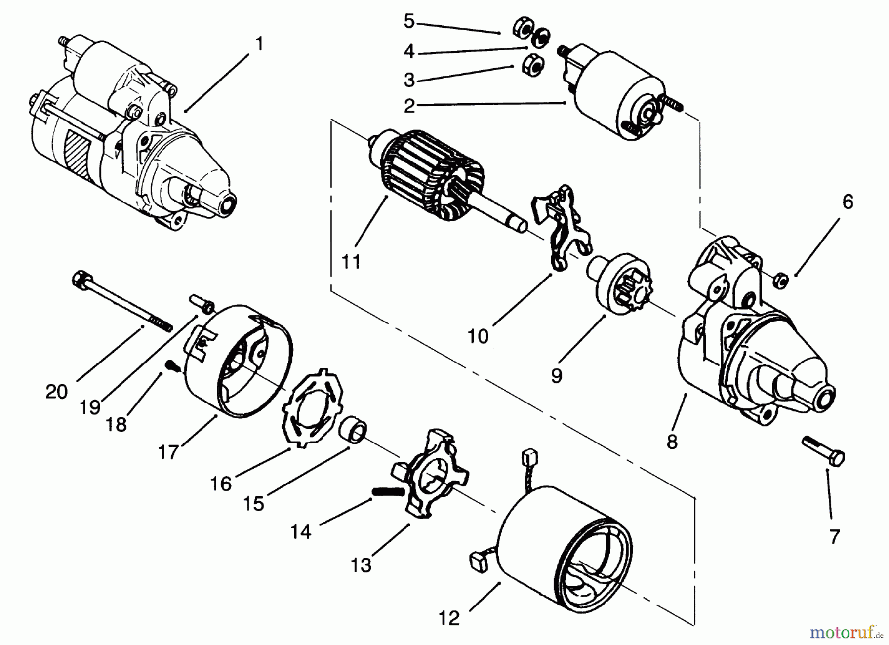  Toro Neu Mowers, Lawn & Garden Tractor Seite 1 72040 (244-5) - Toro 244-5 Yard Tractor, 1993 (3900001-3999999) STARTER ASSEMBLY