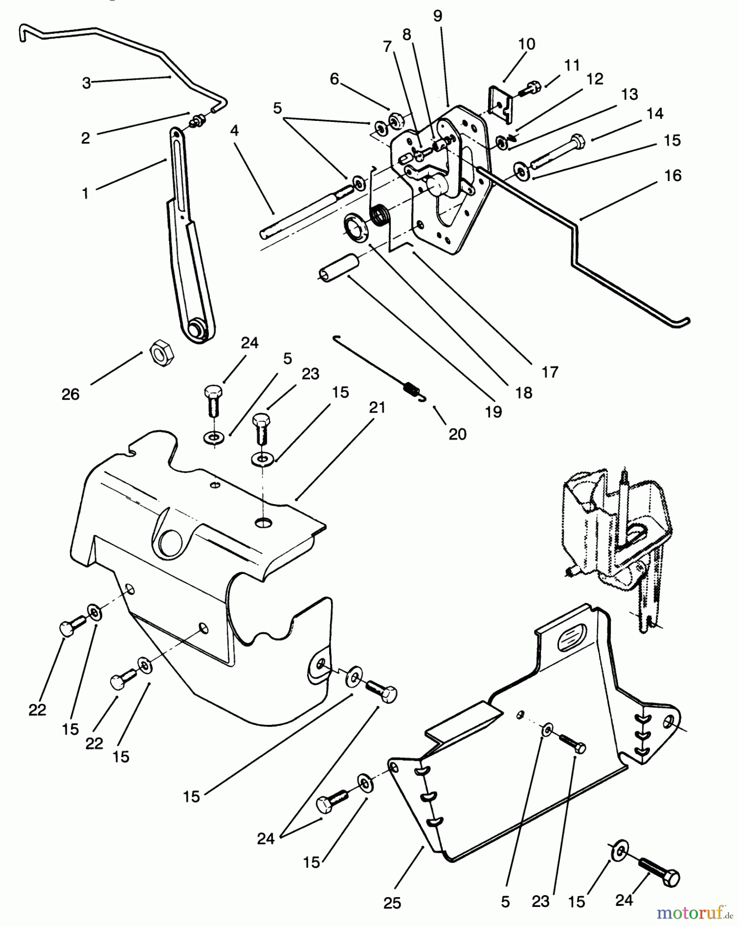  Toro Neu Mowers, Lawn & Garden Tractor Seite 1 72041 (244-H) - Toro 244-H Yard Tractor, 1993 (3900001-3999999) GOVERNOR LINKAGE & COVER ASSEMBLY