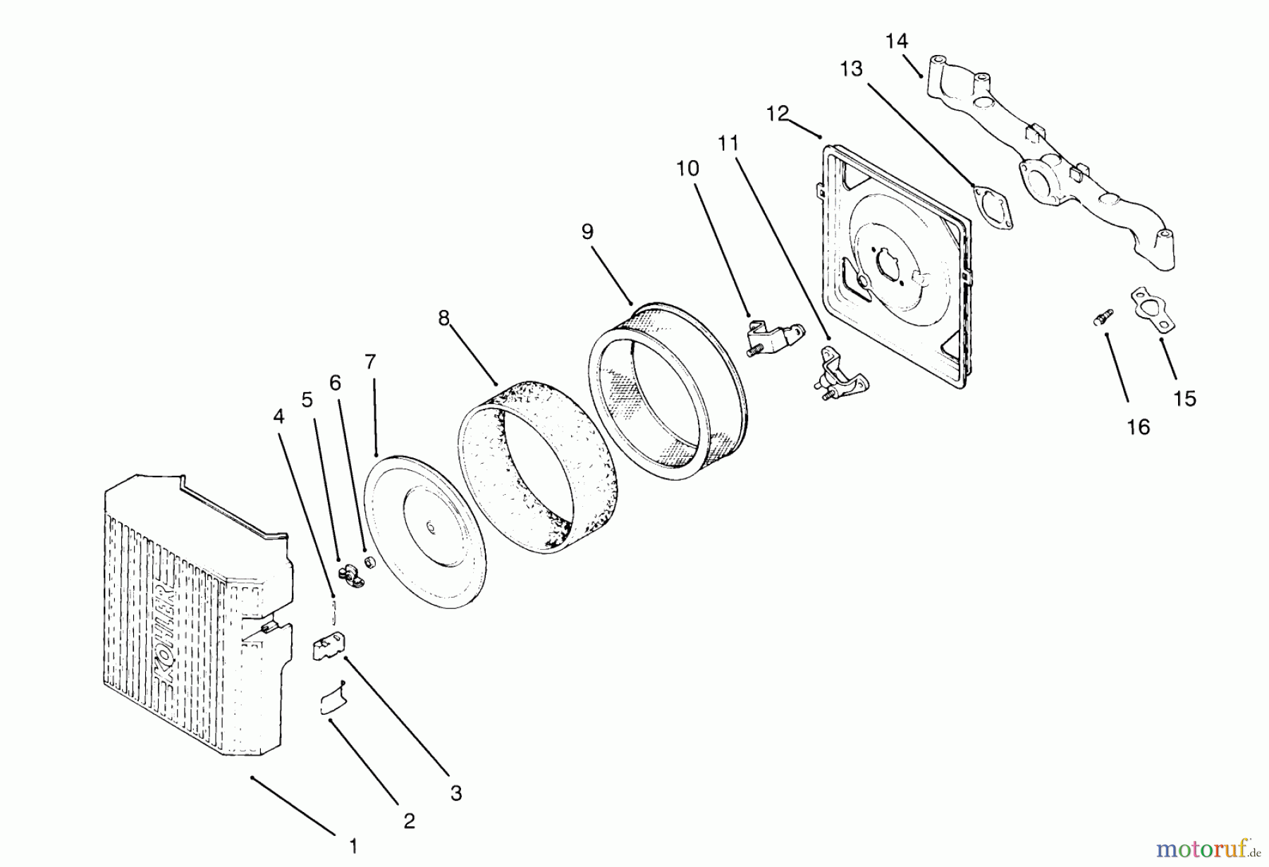  Toro Neu Mowers, Lawn & Garden Tractor Seite 1 72063 (264-H) - Toro 264-H Yard Tractor, 1995 (5900001-5900498) AIR INTAKE/FILTRATION (KOHLER ENGINE CV16S-PS61514)